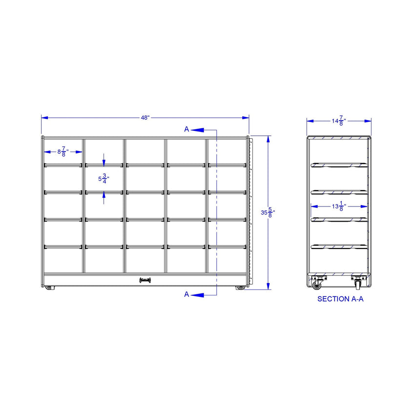 Jonti - Craft 25 Cubbie - Tray Mobile Fold - n - Lock Storage Unit - with Clear Trays - SchoolOutlet