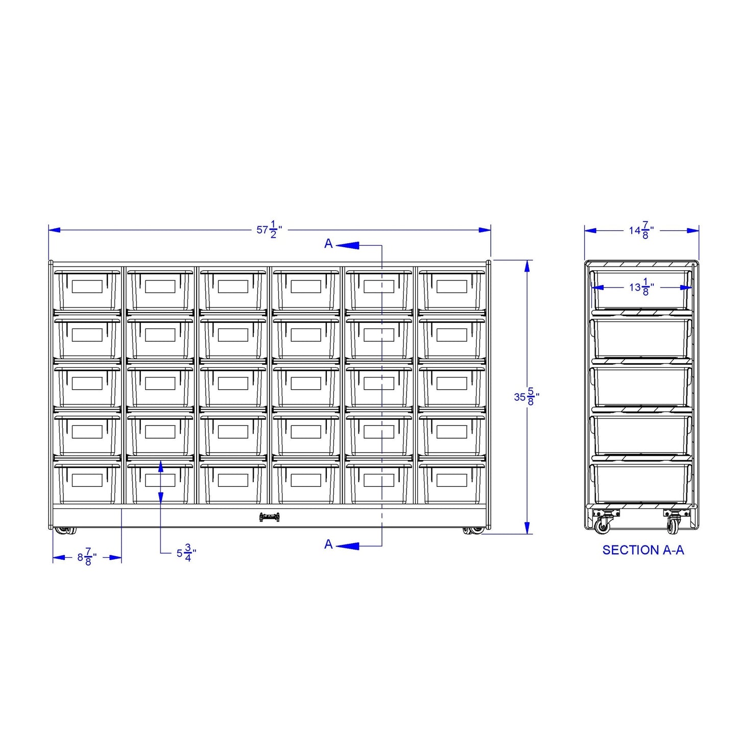Jonti - Craft 30 Cubbie - Tray Mobile Storage - with Clear Trays - SchoolOutlet