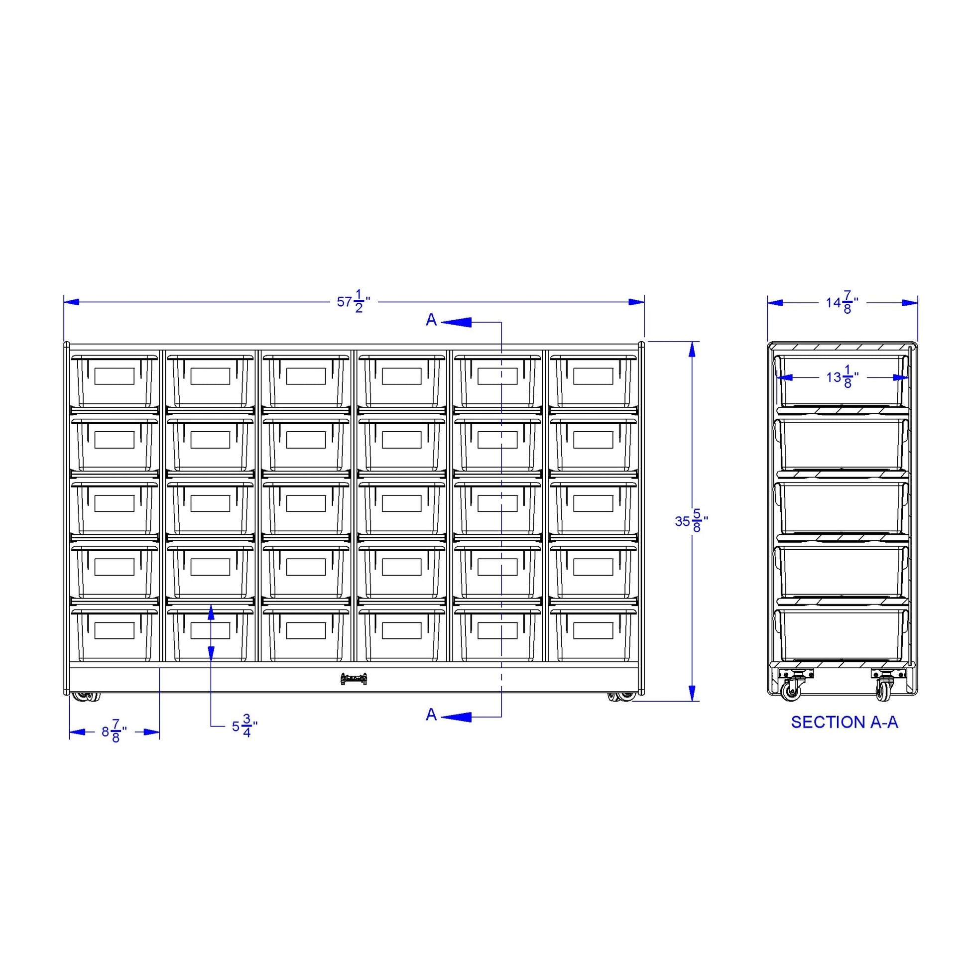 Jonti - Craft 30 Cubbie - Tray Mobile Storage - with Clear Trays - SchoolOutlet