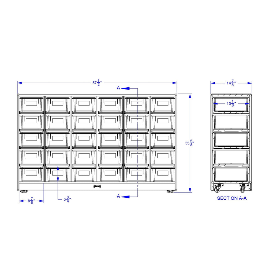 Jonti - Craft 30 Cubbie - Tray Mobile Storage - with Clear Trays - SchoolOutlet
