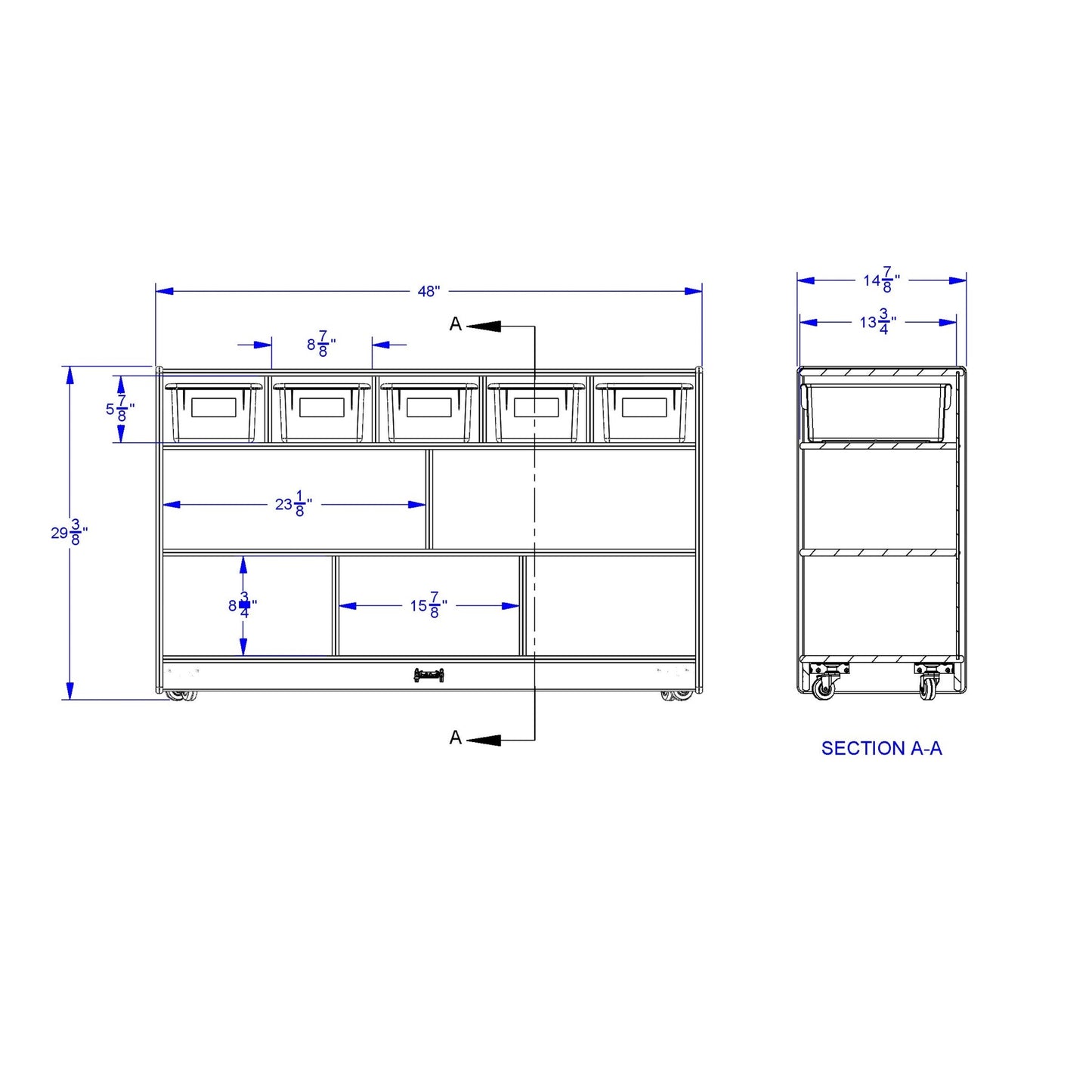 Jonti - Craft Low Combo Mobile Storage Unit - without Bins - SchoolOutlet