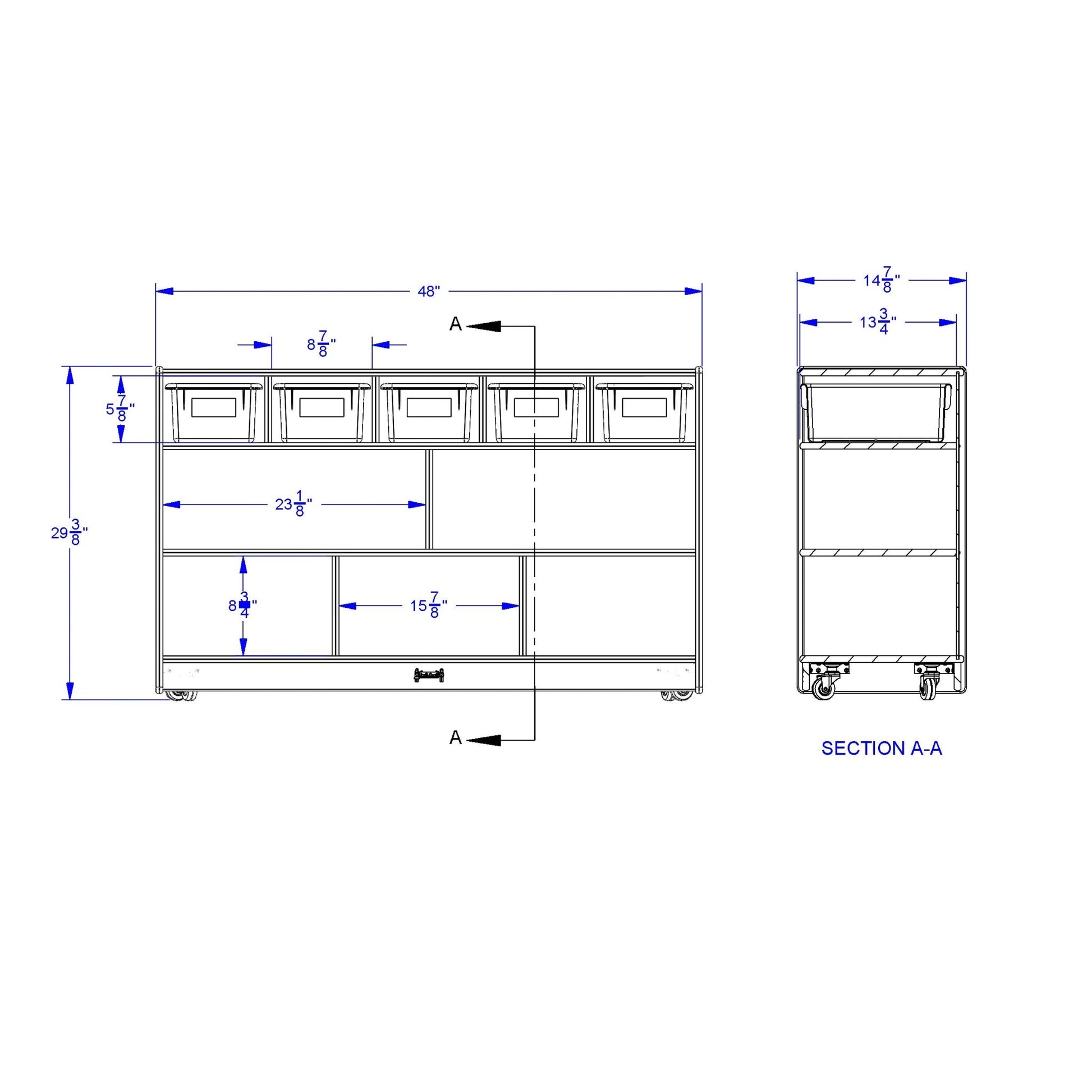 Jonti - Craft Low Combo Mobile Storage Unit - without Bins - SchoolOutlet