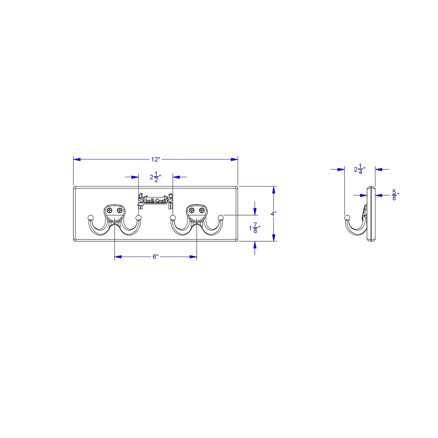 Jonti - Craft Wall Mount Coat Rail - 2 Hooks - SchoolOutlet