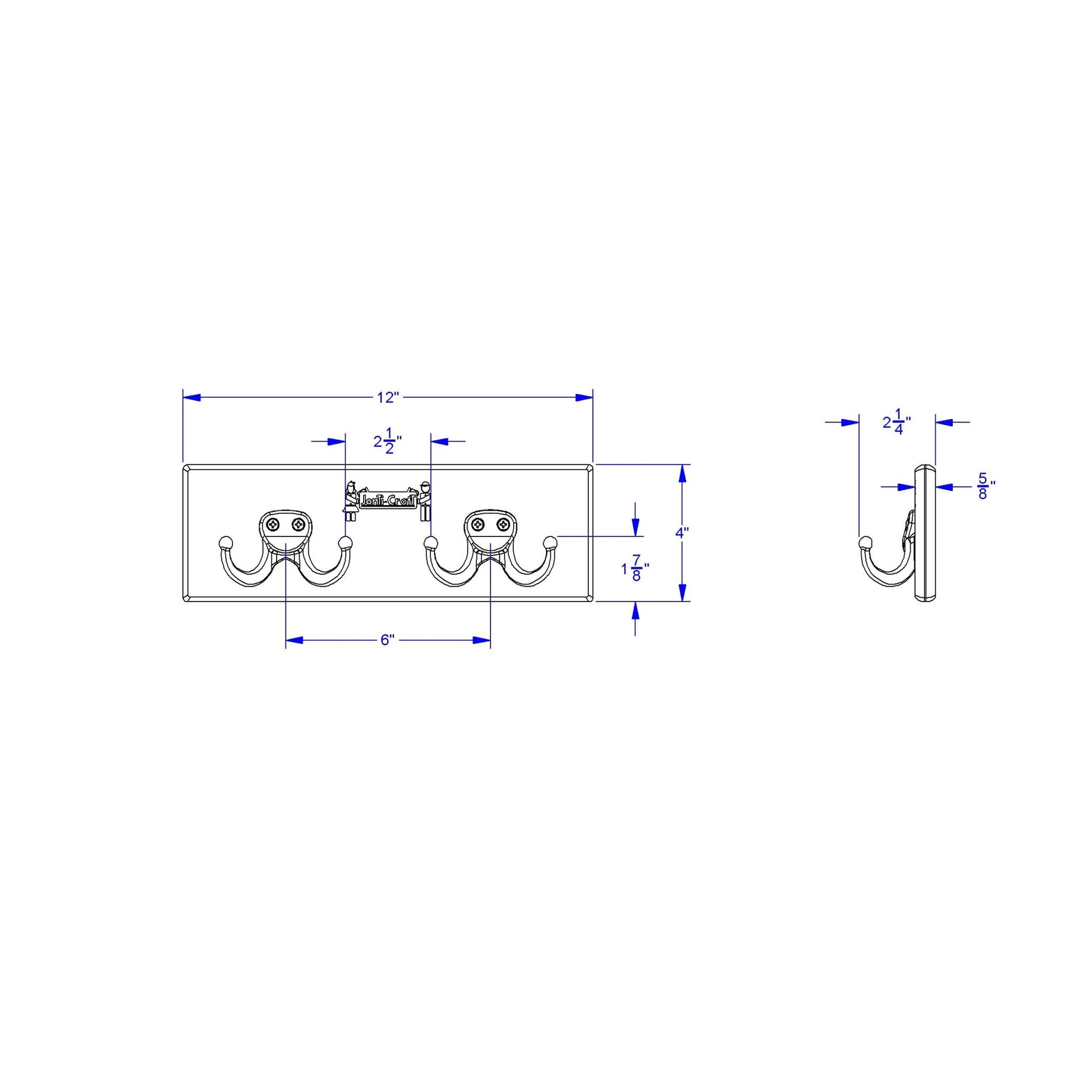 Jonti - Craft Wall Mount Coat Rail - 2 Hooks - SchoolOutlet