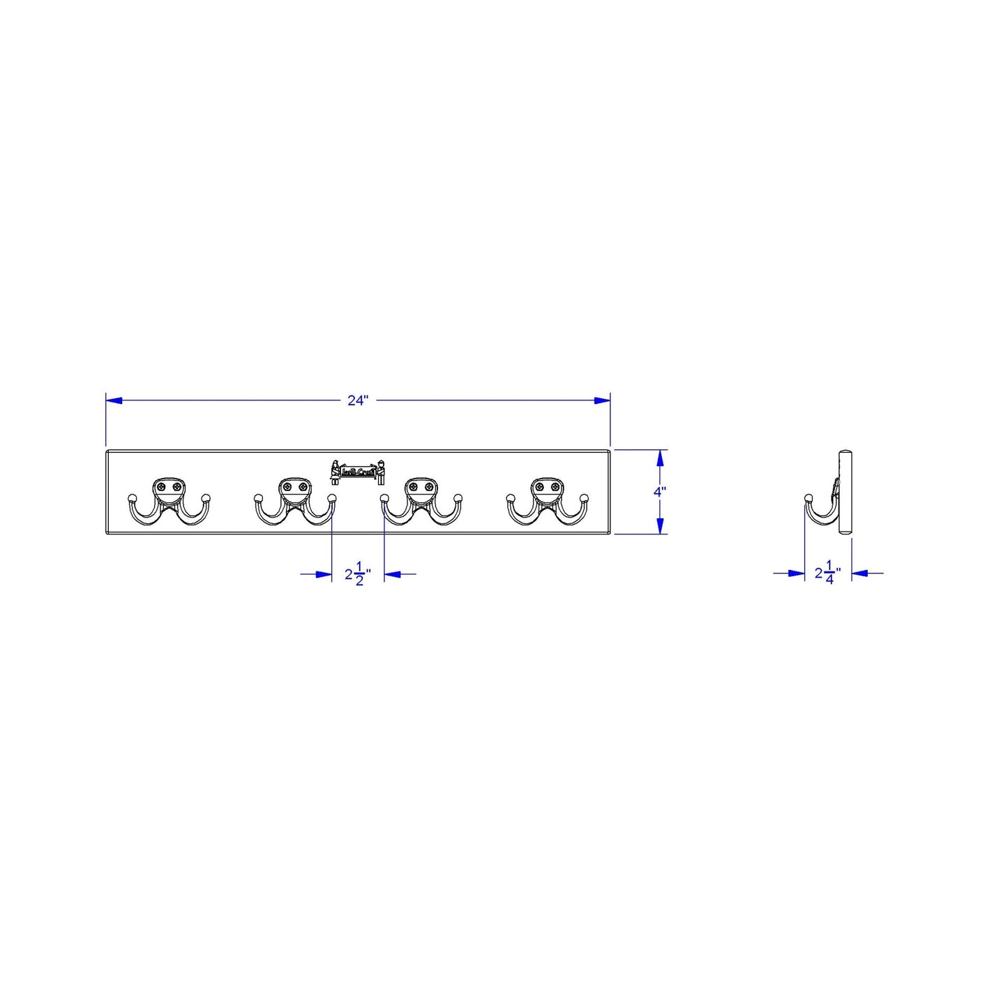 Jonti - Craft Wall Mount Coat Rail - 4 Hooks - SchoolOutlet