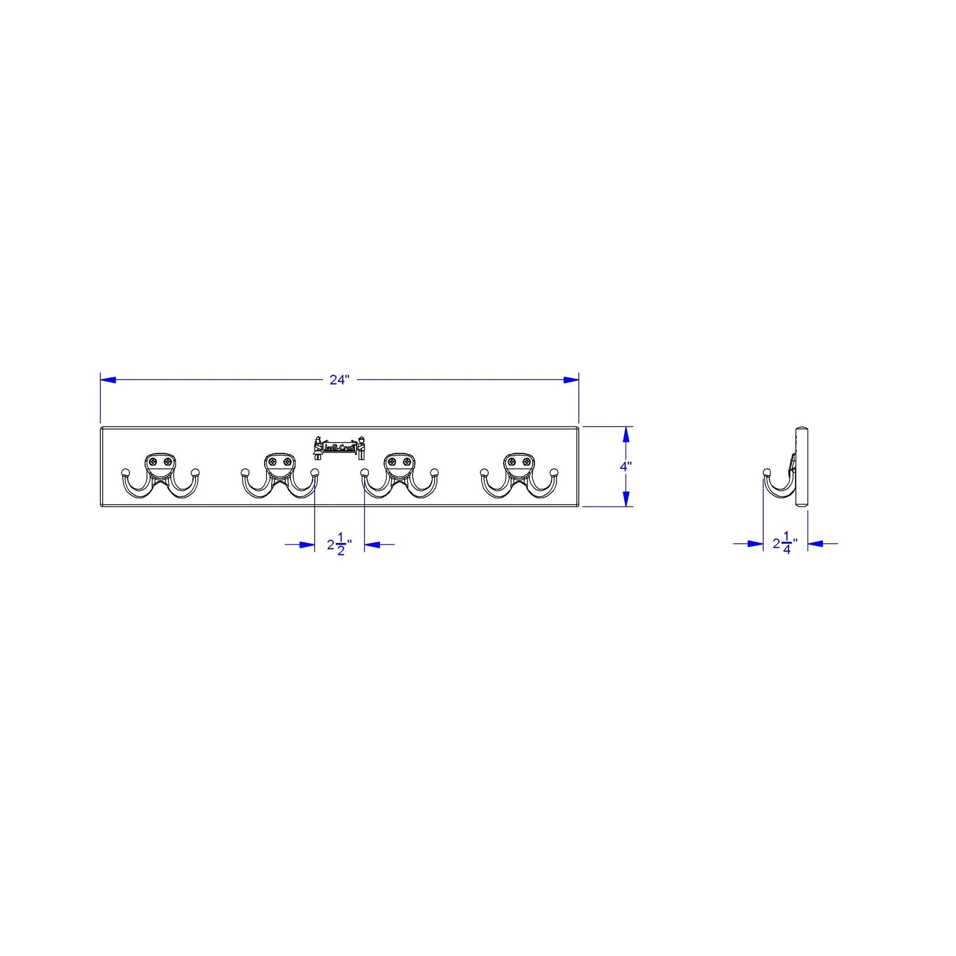 Jonti - Craft Wall Mount Coat Rail - 4 Hooks - SchoolOutlet