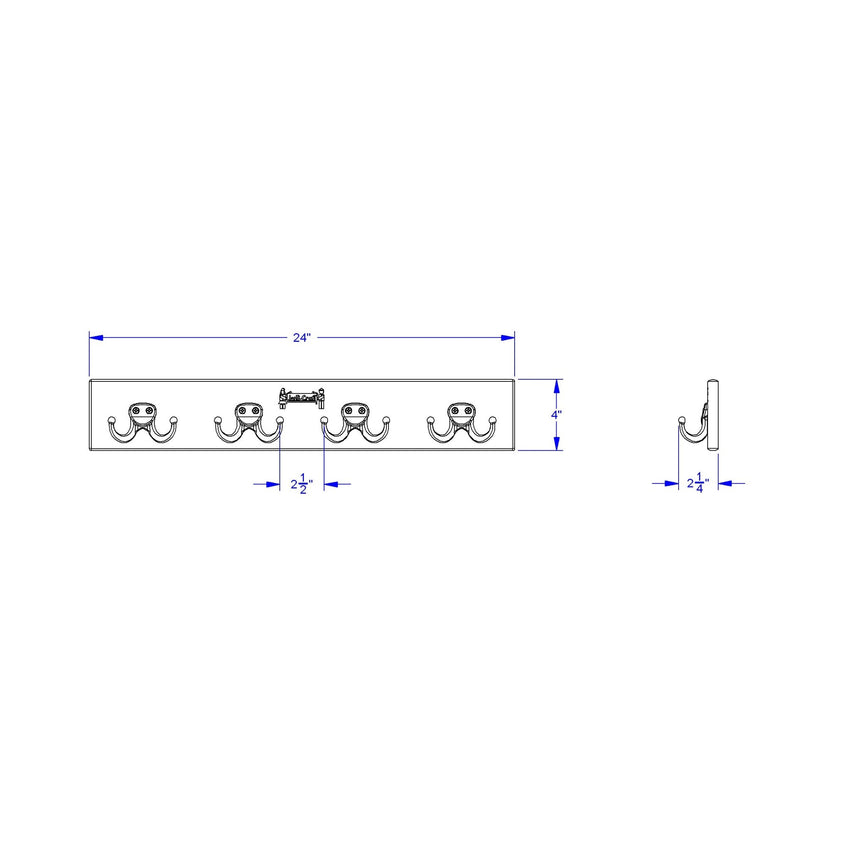 Jonti - Craft Wall Mount Coat Rail - 4 Hooks - SchoolOutlet