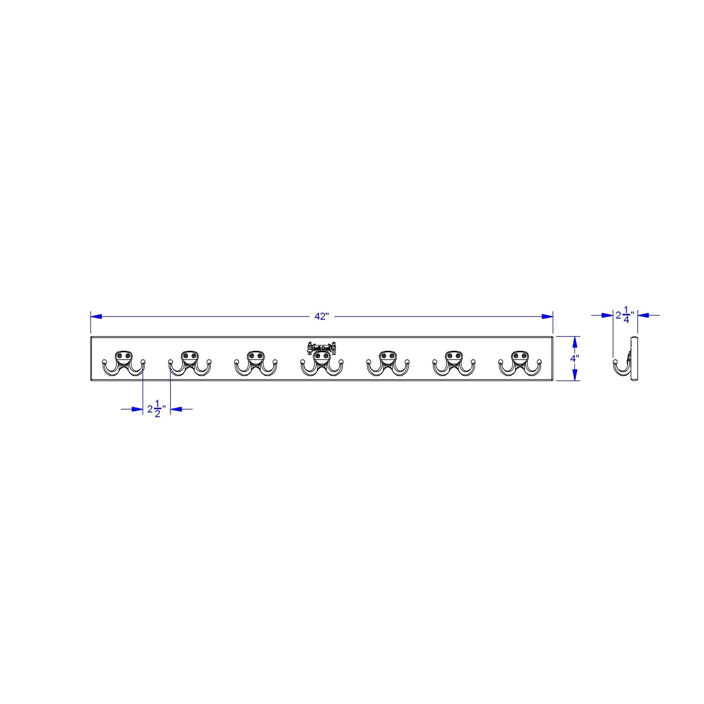 Jonti - Craft Wall Mount Coat Rail - 7 Hooks - SchoolOutlet