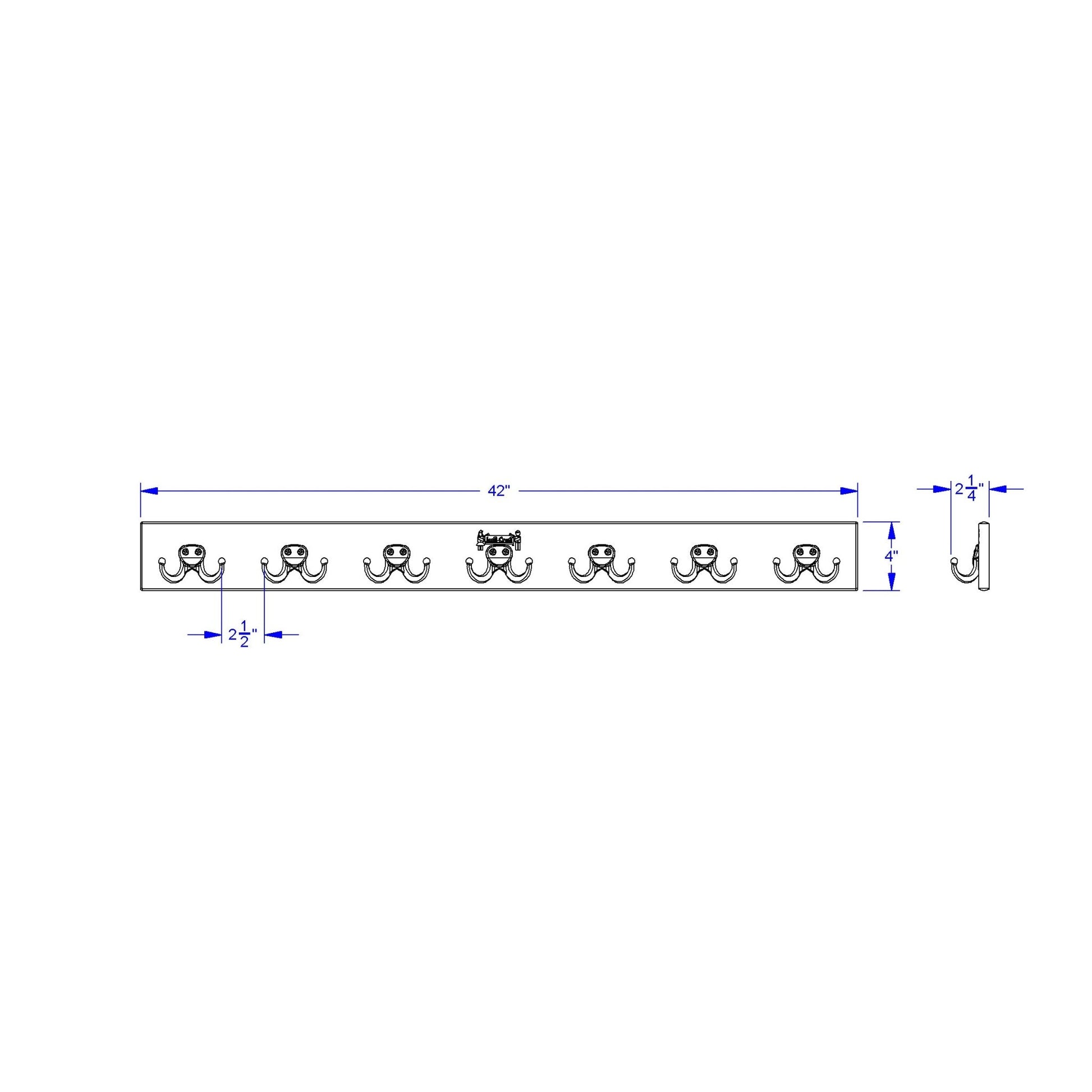 Jonti - Craft Wall Mount Coat Rail - 7 Hooks - SchoolOutlet