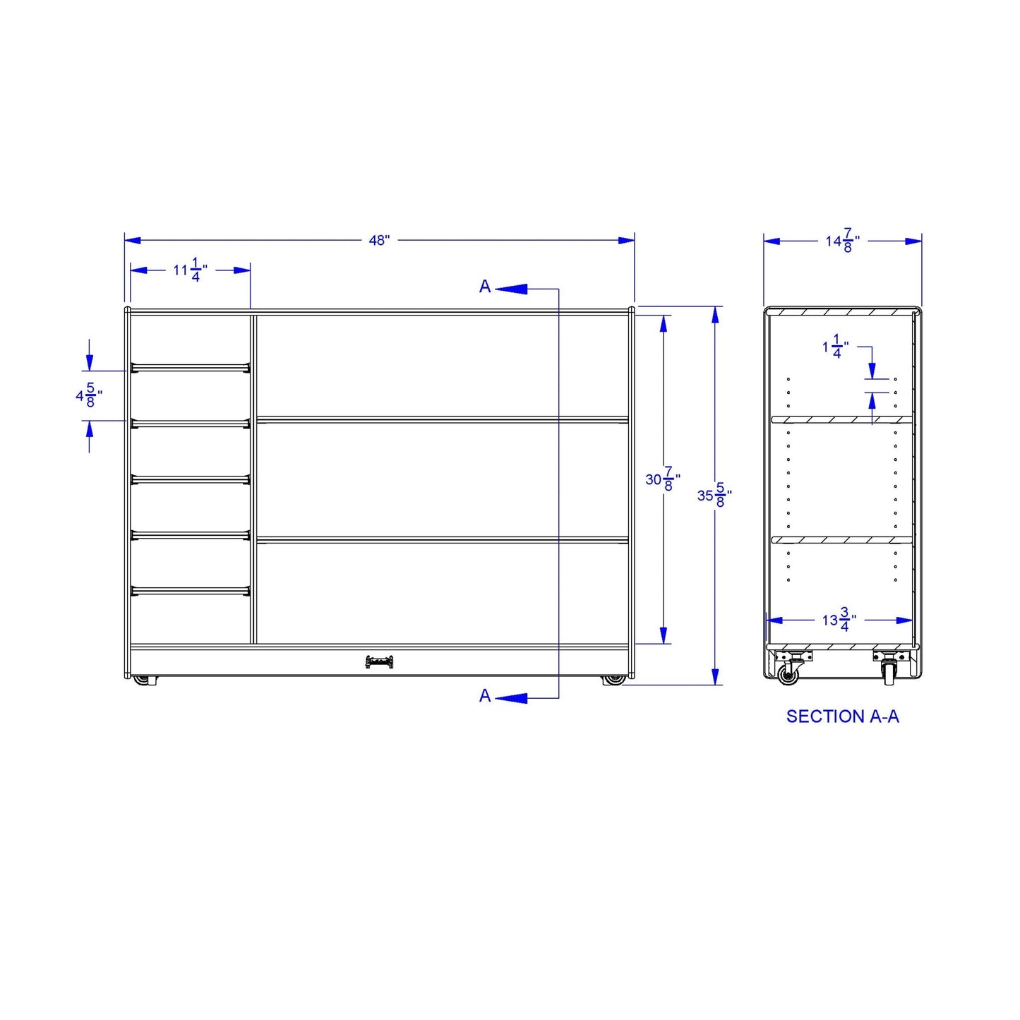 Jonti - Craft Adjustable Combo Mobile Straight - Shelf - with clear Paper - Trays - SchoolOutlet