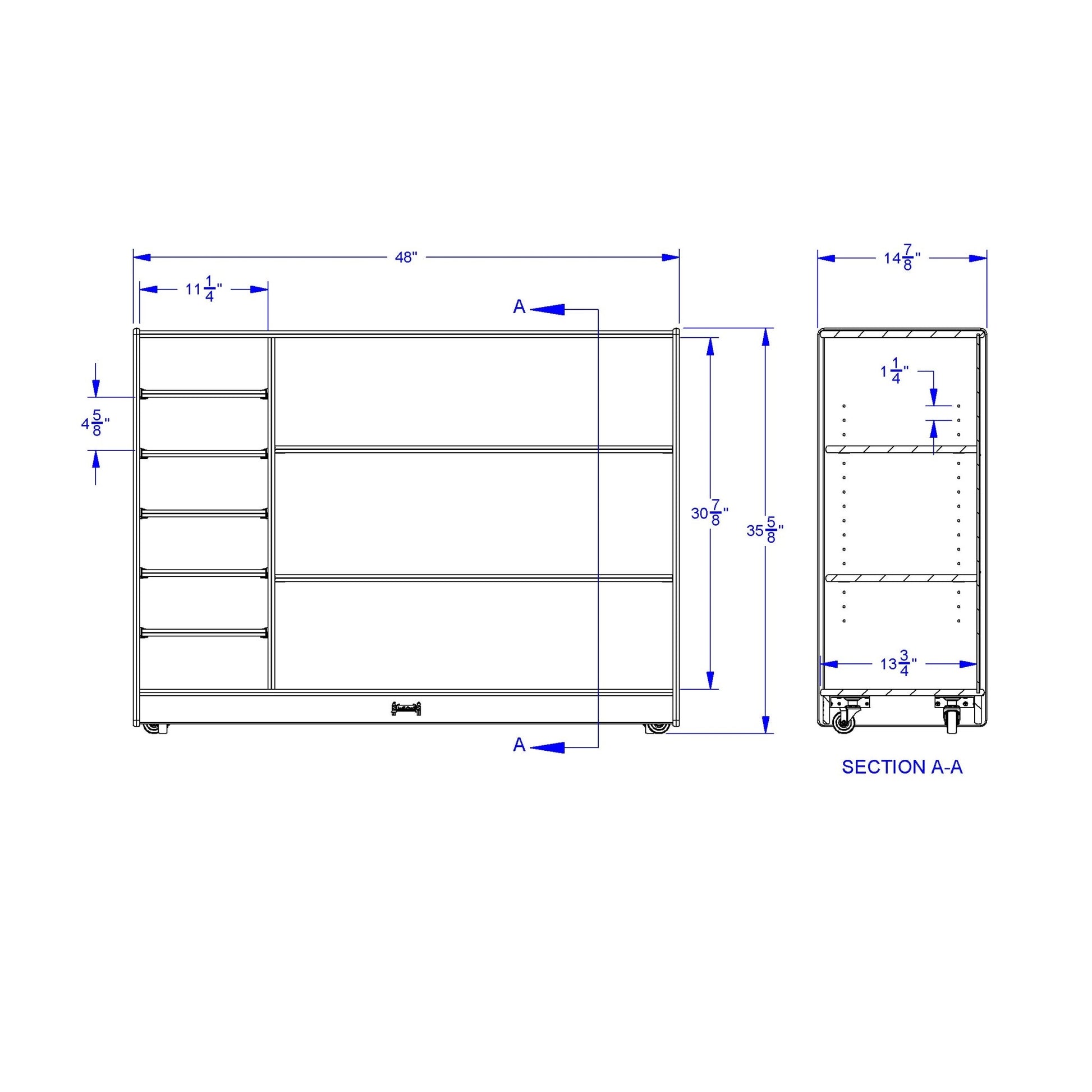 Jonti - Craft Adjustable Combo Mobile Straight - Shelf - with clear Paper - Trays - SchoolOutlet
