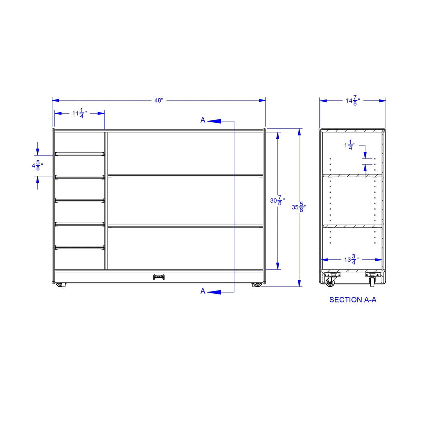 Jonti - Craft Adjustable Combo Mobile Straight - Shelf - with clear Paper - Trays - SchoolOutlet