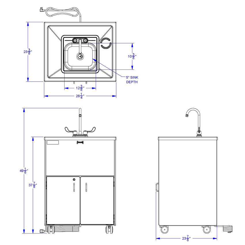 Jonti - Craft Clean Hands Helper Portable Sink - 38" Counter - Stainless Steel Sink - SchoolOutlet