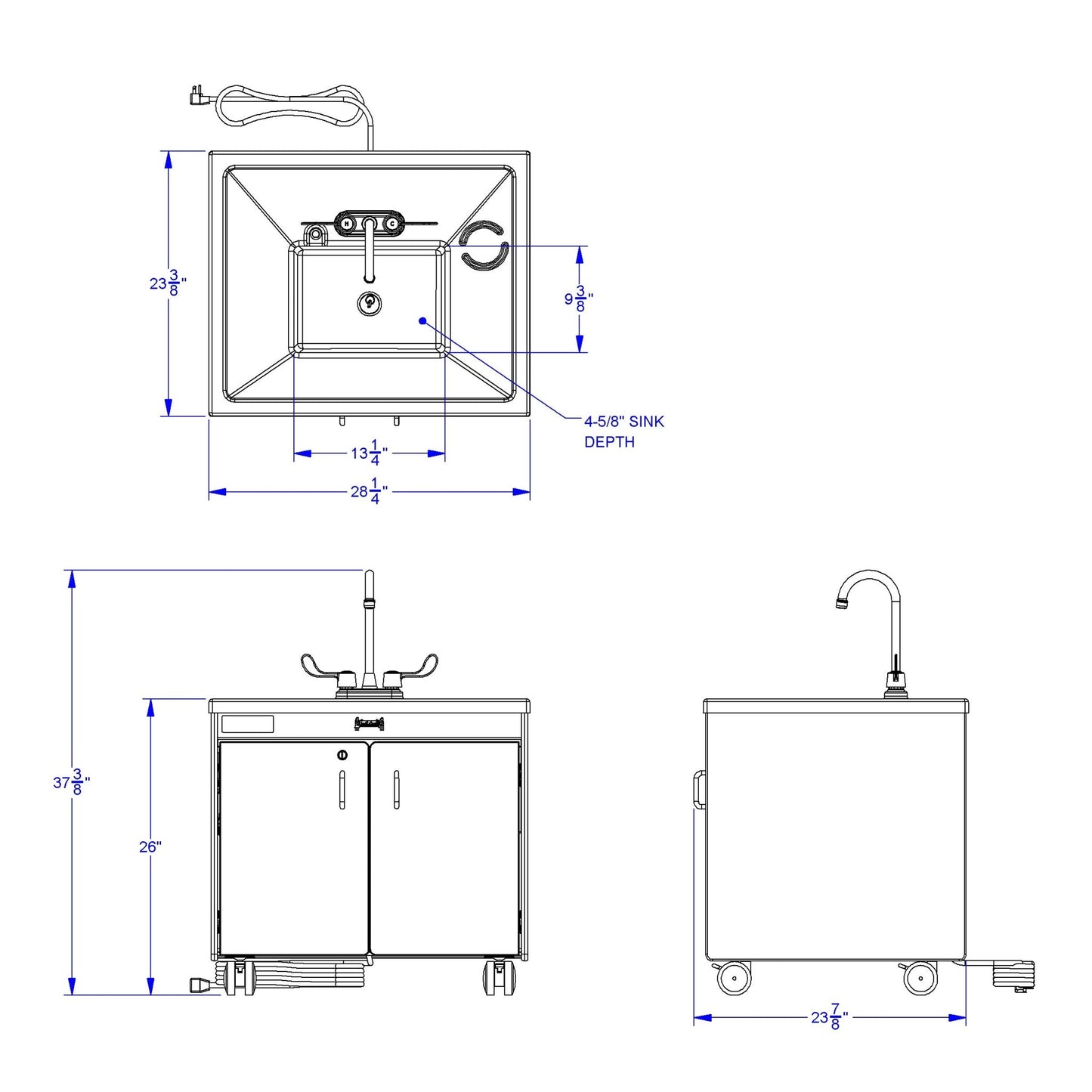 Jonti - Craft Clean Hands Helper without Heater - 26" Counter - Plastic Sink - SchoolOutlet
