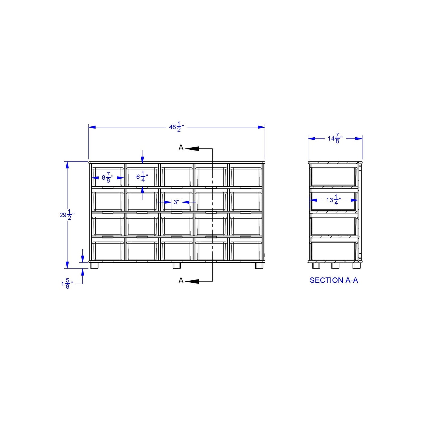 TrueModern Twenty - Cubbie Shelf - with White Cubbie - Trays - SchoolOutlet