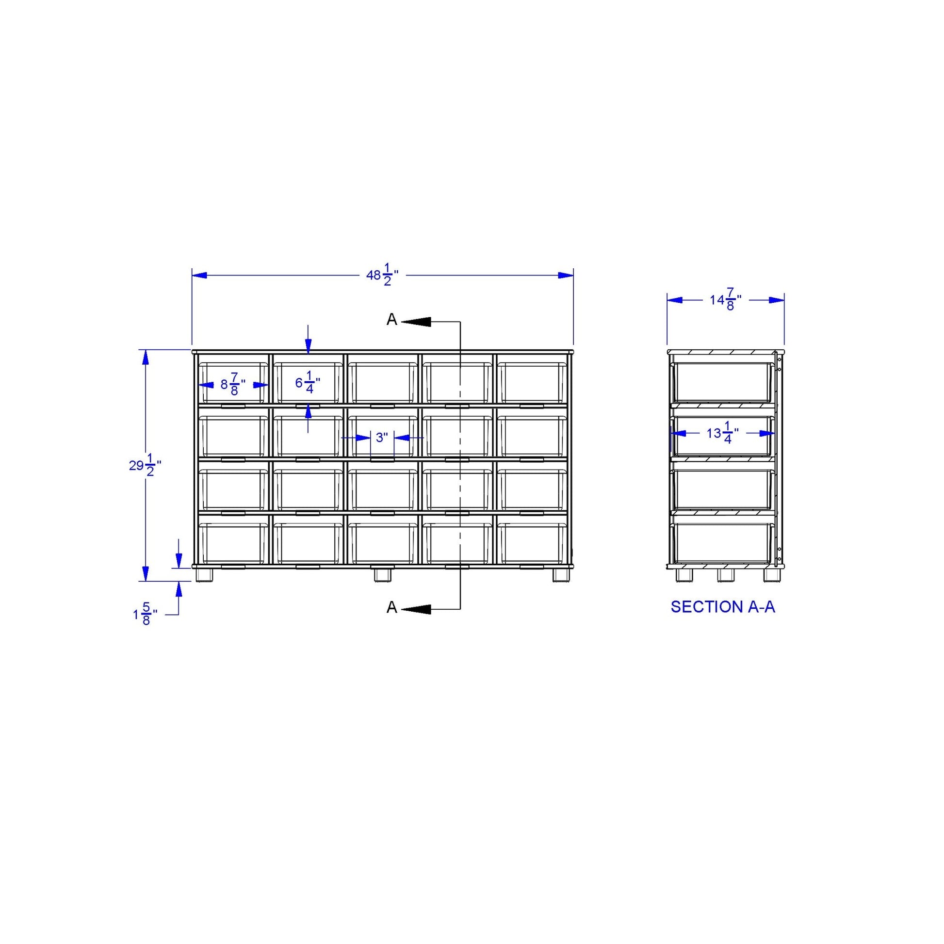 TrueModern Twenty - Cubbie Shelf - with White Cubbie - Trays - SchoolOutlet