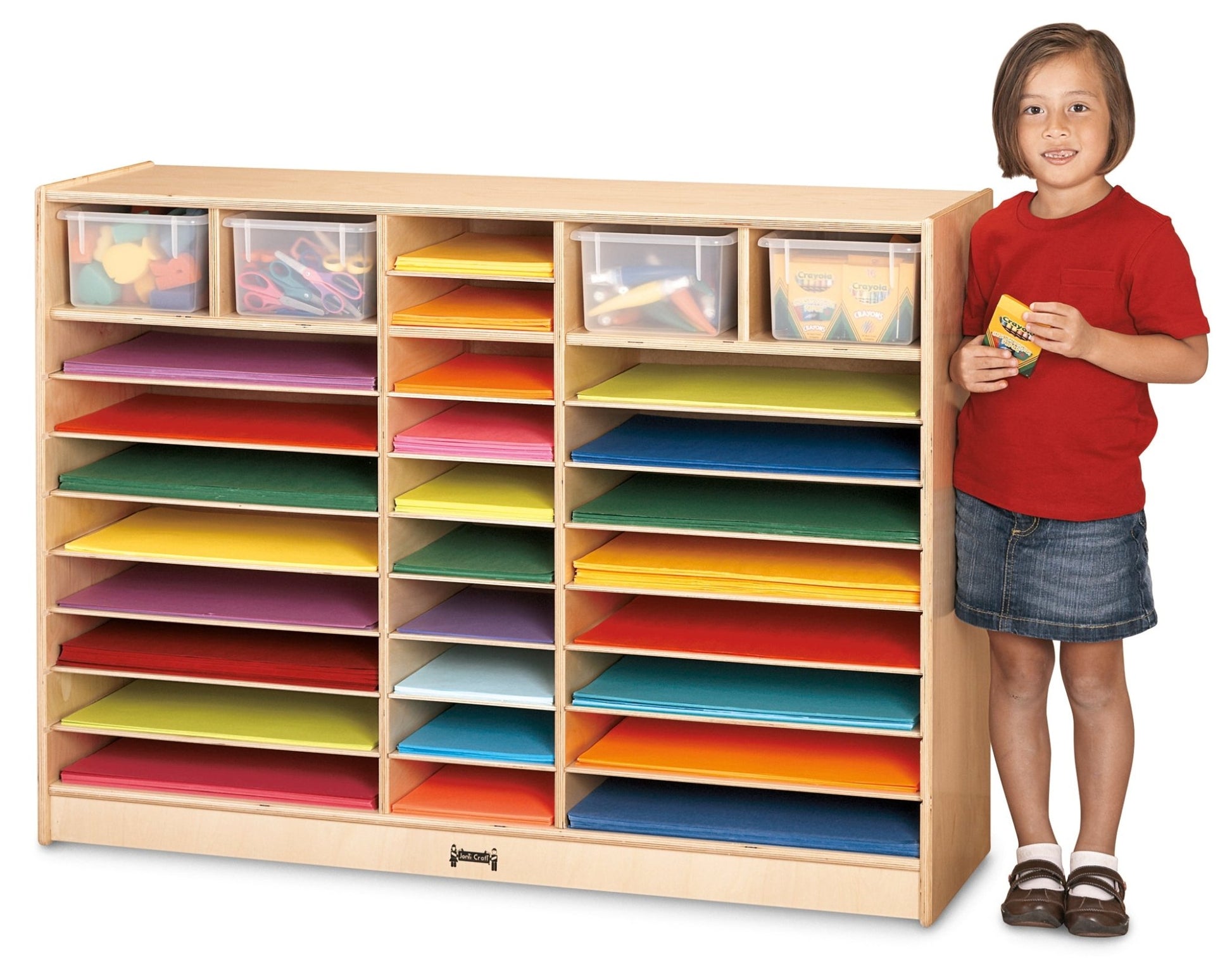 Jonti - Craft Mobile Paper Center Cabinet with 30 Sections - SchoolOutlet