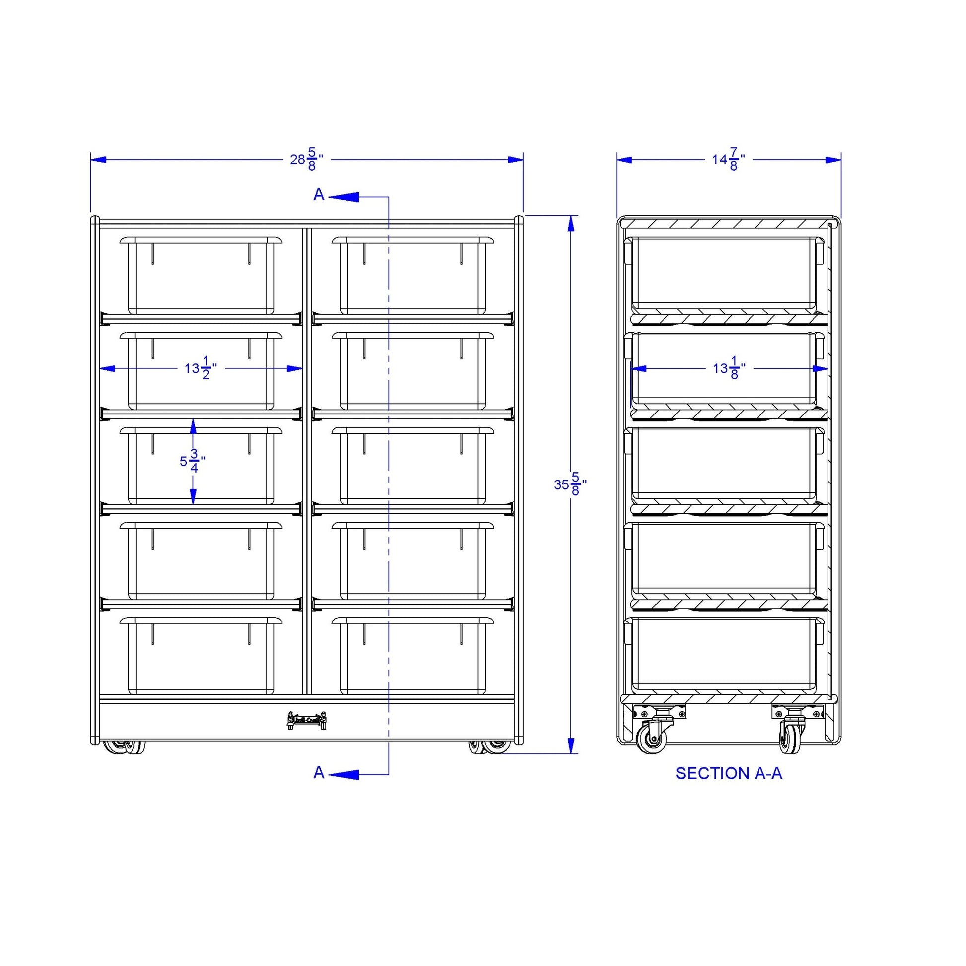 Jonti - Craft 10 Tub Mobile Storage - with Colored Tubs - SchoolOutlet
