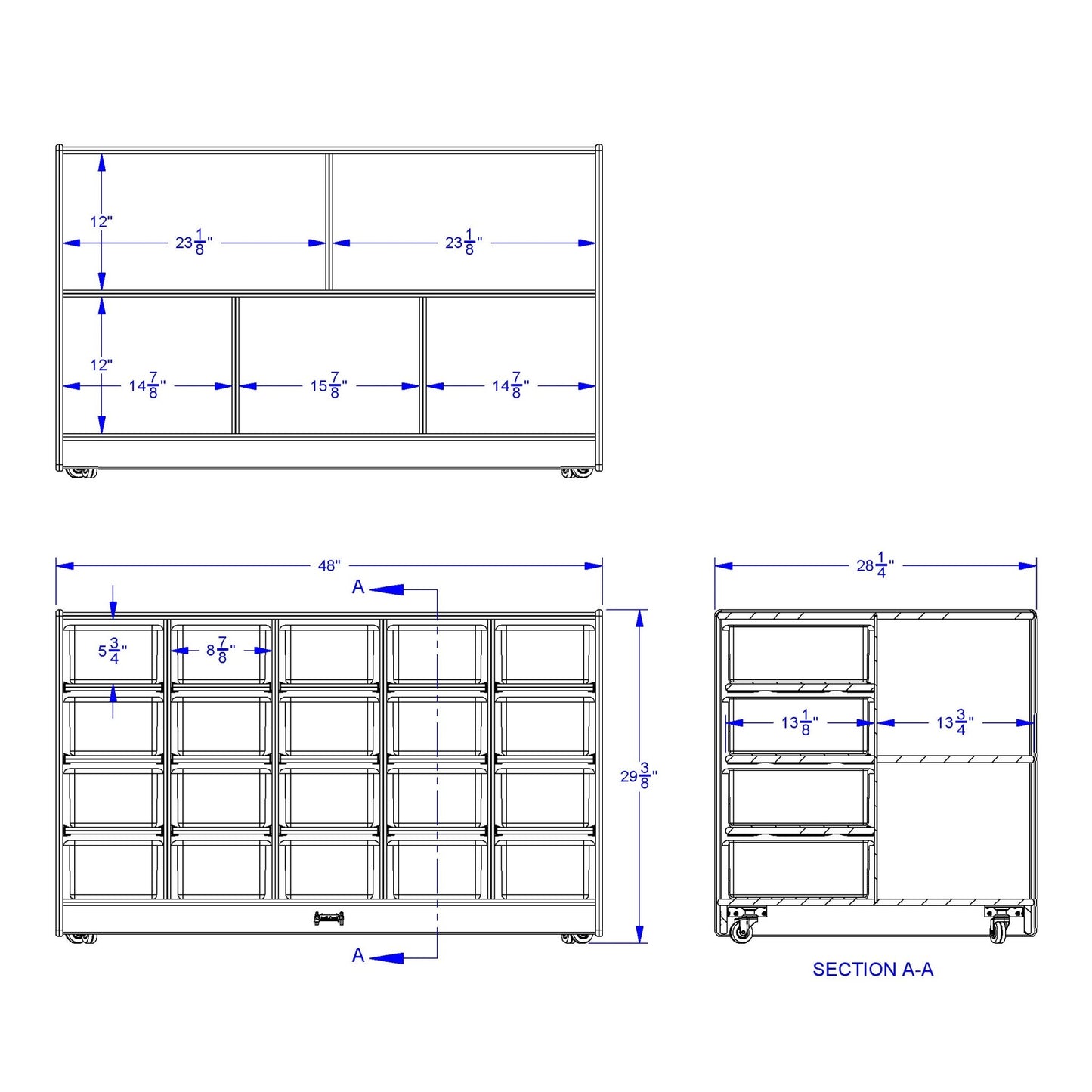 Jonti - Craft Double - Sided Island - Single + 20 Cubbie - Tray - with Colored Trays - SchoolOutlet