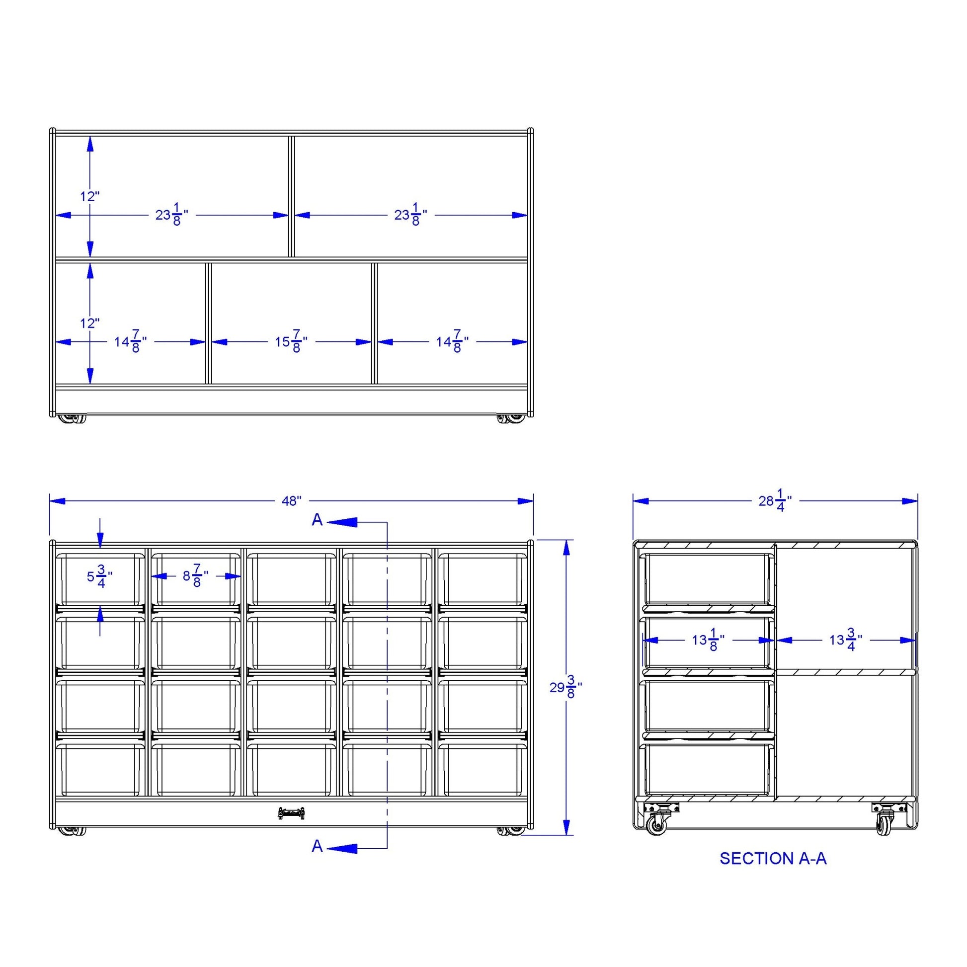 Jonti - Craft Double - Sided Island - Single + 20 Cubbie - Tray - with Colored Trays - SchoolOutlet