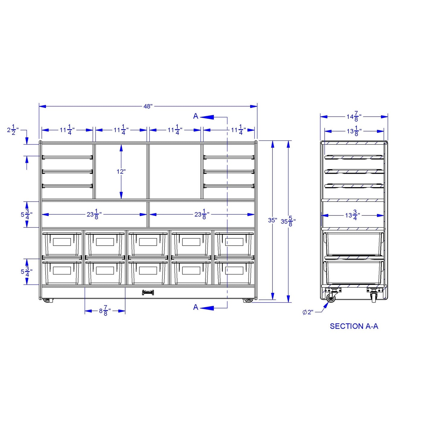 Jonti - Craft Deluxe Sectional Cubbie - Tray Mobile Unit - with Clear Trays - SchoolOutlet
