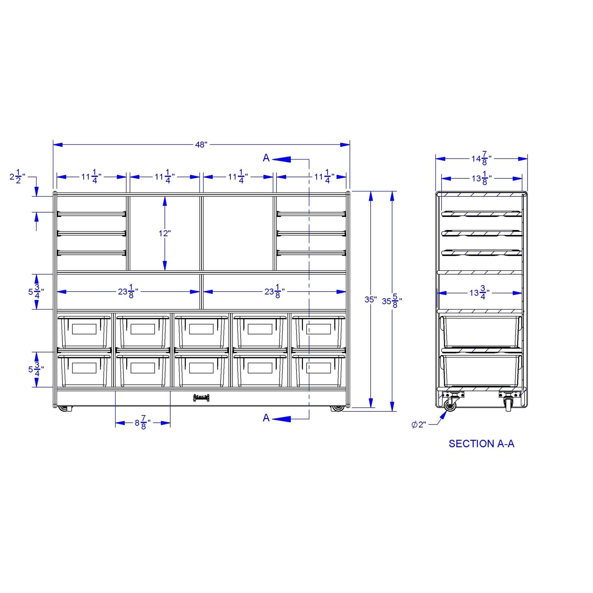 Jonti - Craft Deluxe Sectional Cubbie - Tray Mobile Unit - with Clear Trays - SchoolOutlet