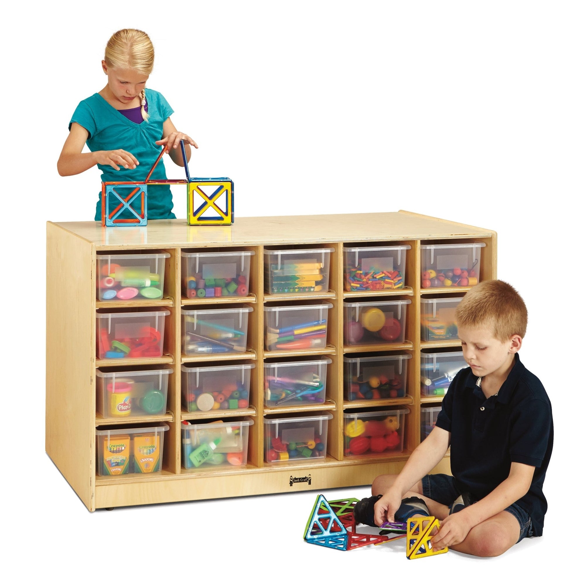 Jonti - Craft Double - Sided Island - 40 Cubbie - Tray - with Clear Trays - SchoolOutlet