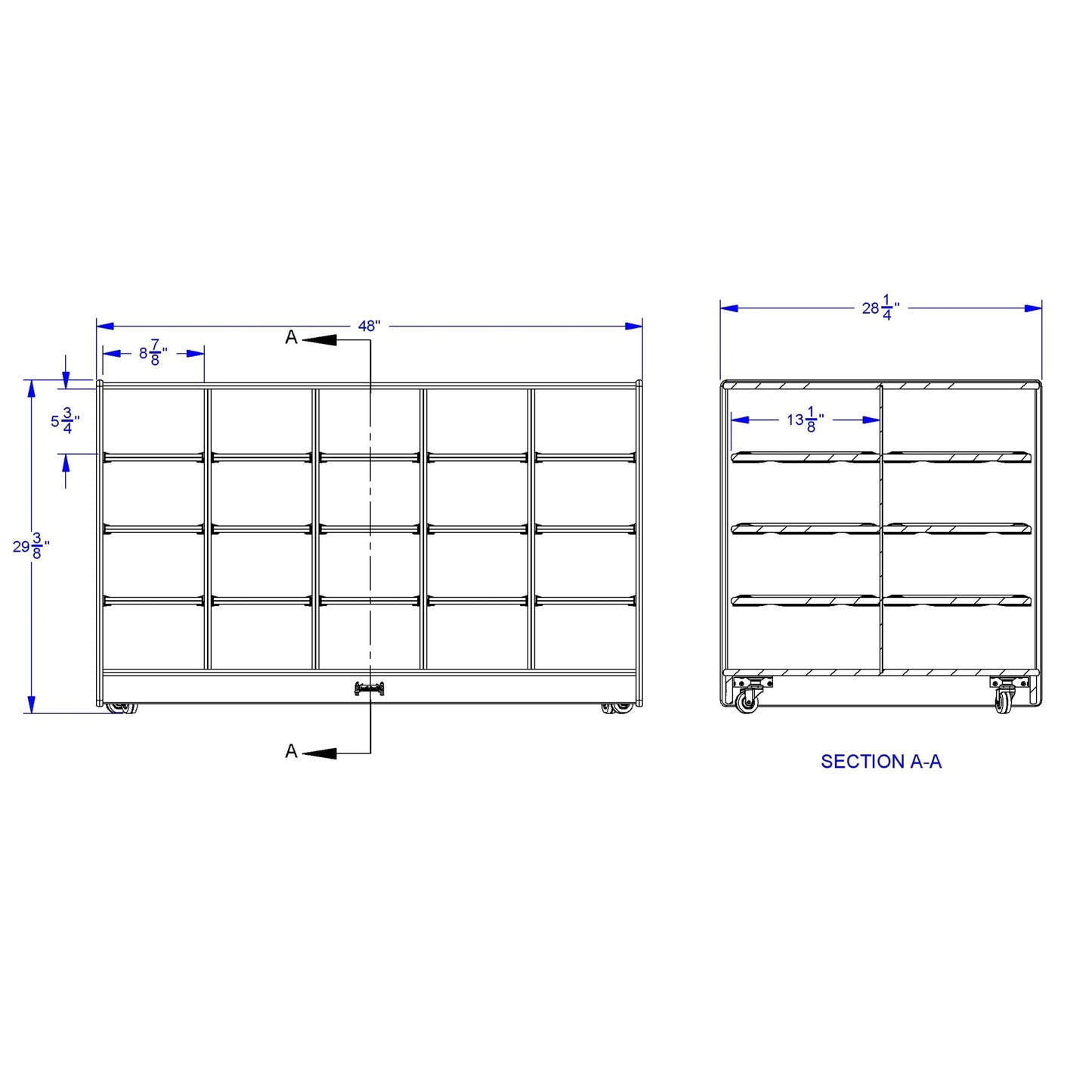 Jonti - Craft Double - Sided Island - 40 Cubbie - Tray - with Colored Trays - SchoolOutlet