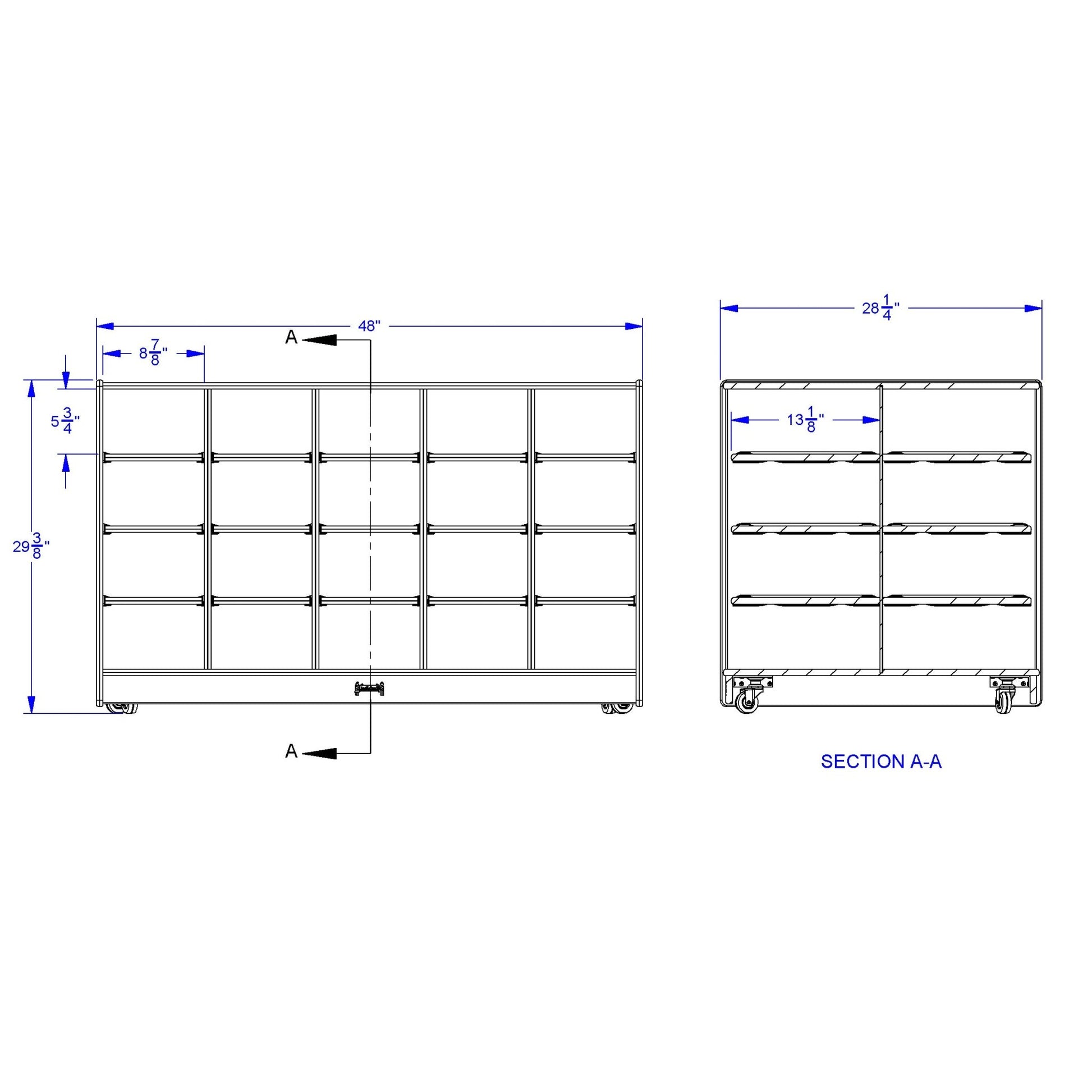 Jonti - Craft Double - Sided Island - 40 Cubbie - Tray - with Colored Trays - SchoolOutlet