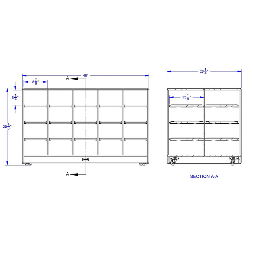Jonti - Craft Double - Sided Island - 40 Cubbie - Tray - with Colored Trays - SchoolOutlet