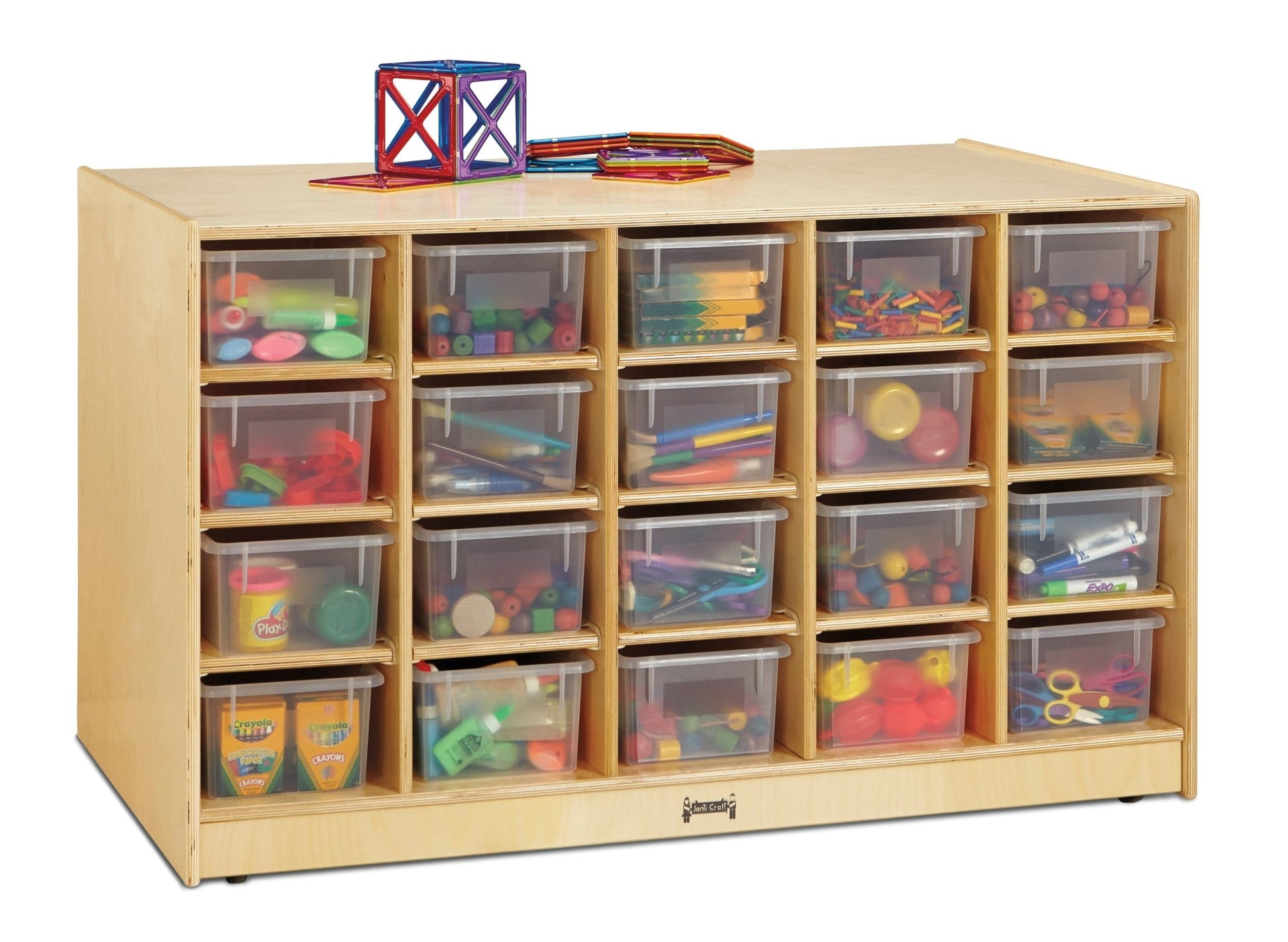 Jonti - Craft Double - Sided Island - 40 Cubbie - Tray - with Colored Trays - SchoolOutlet