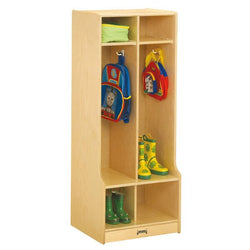 Jonti-Craft Baltic Birch 2-Section Coat Locker with Step (4682JC)