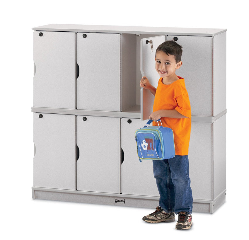 Jonti-Craft Rainbow Accents 8-Section Stackable Lockers - Double Stack 48.5"W x 15"D x 46"H (JON-4696JCXXX) - SchoolOutlet