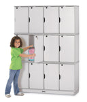 Jonti-Craft Rainbow Accents 12-Section Stackable Lockers - Triple Stack 48.5