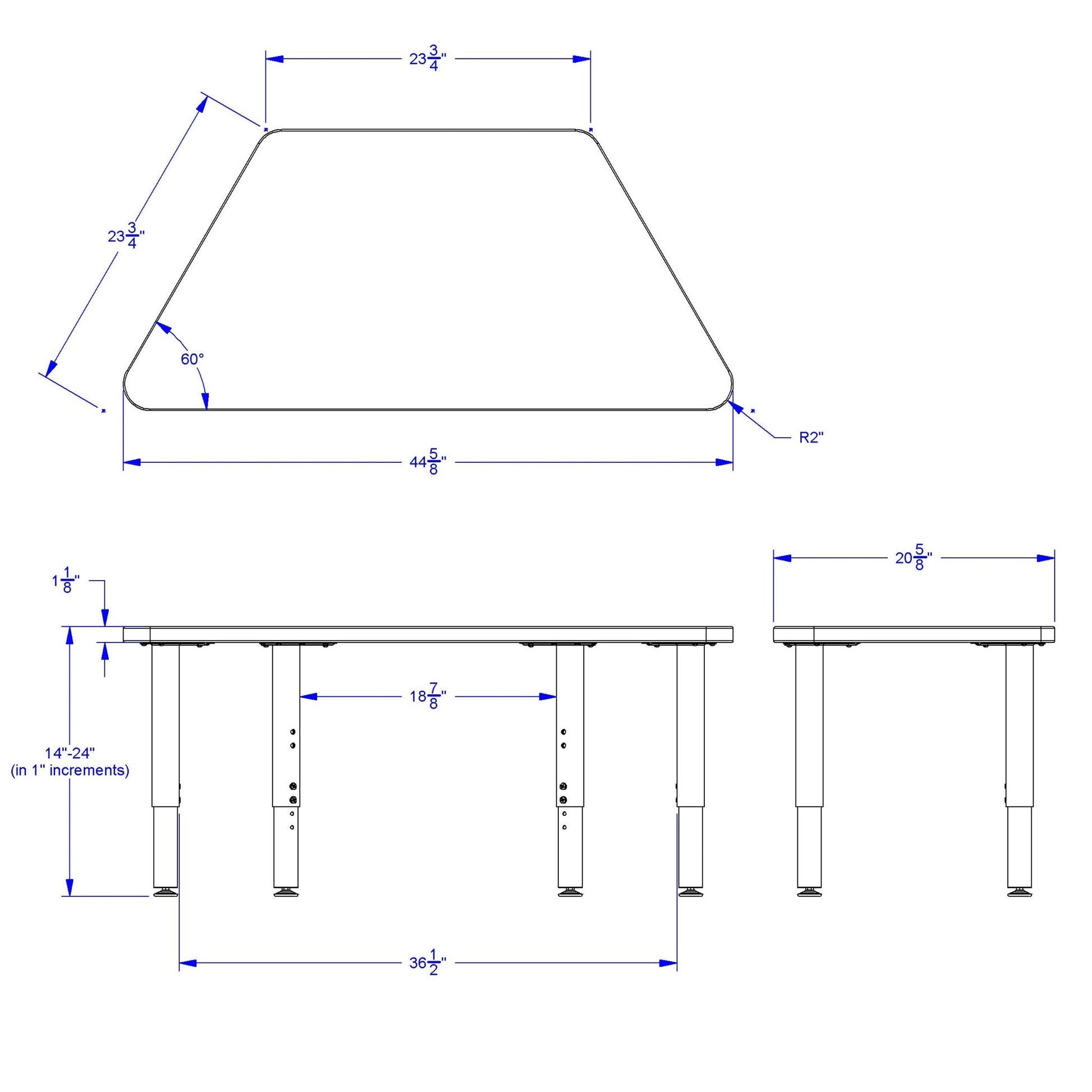 Jonti - Craft Purpose+ Trapezoid Table - 21" x 45" - SchoolOutlet
