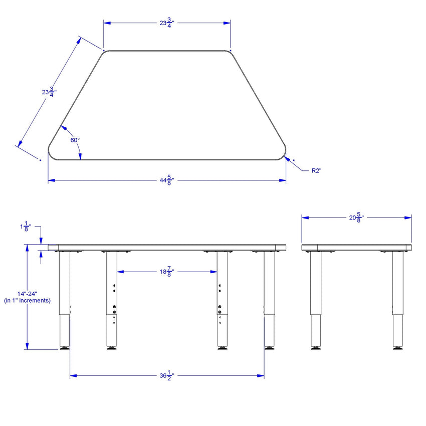Jonti - Craft Purpose+ Trapezoid Table - 21" x 45" - SchoolOutlet