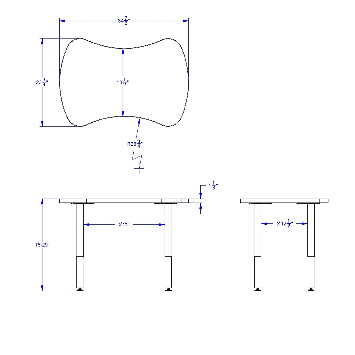 Berries Dry Erase Collaborative Bowtie Table - 24" X 35" - SchoolOutlet