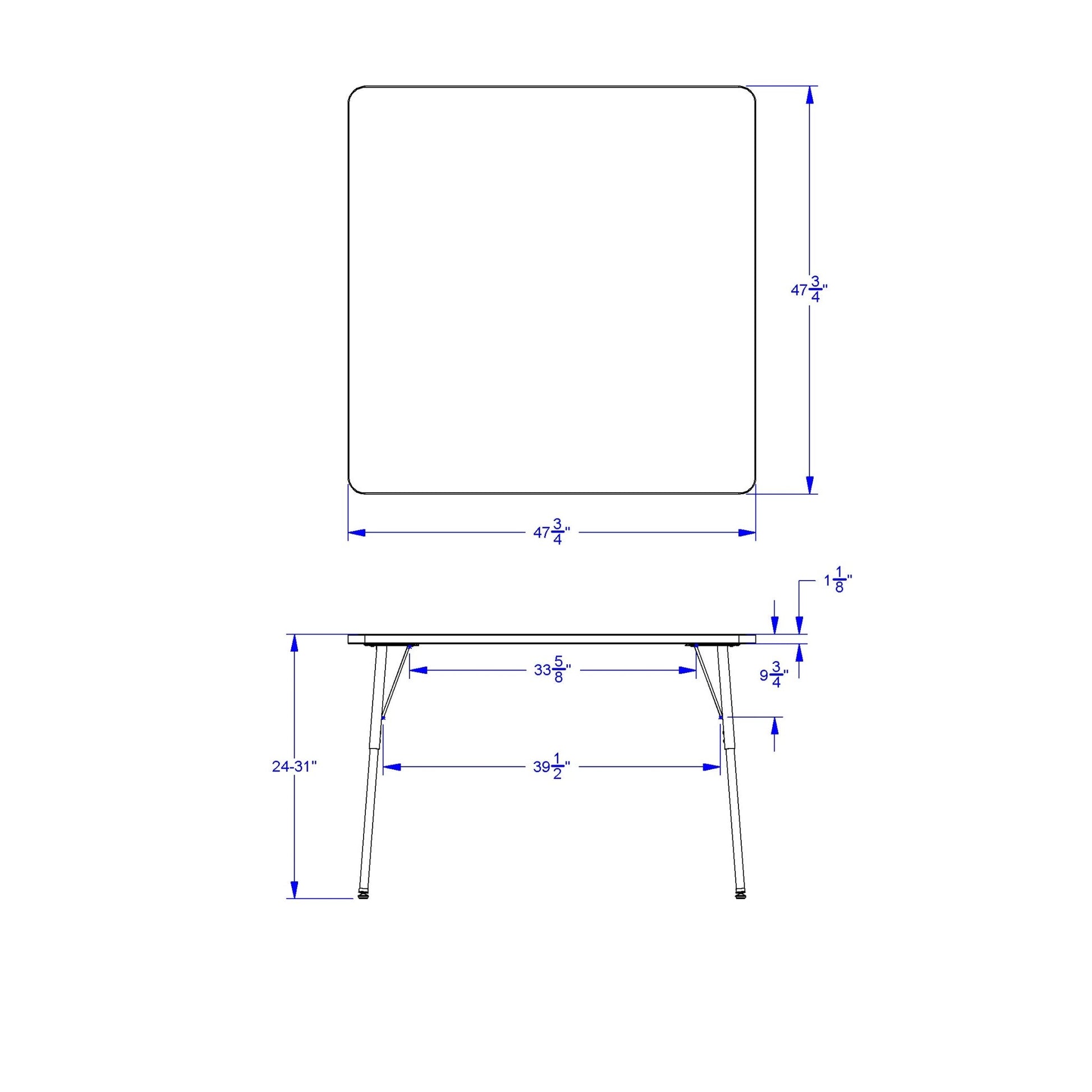 Berries Square Activity Table - 48" X 48", Adult - height - SchoolOutlet