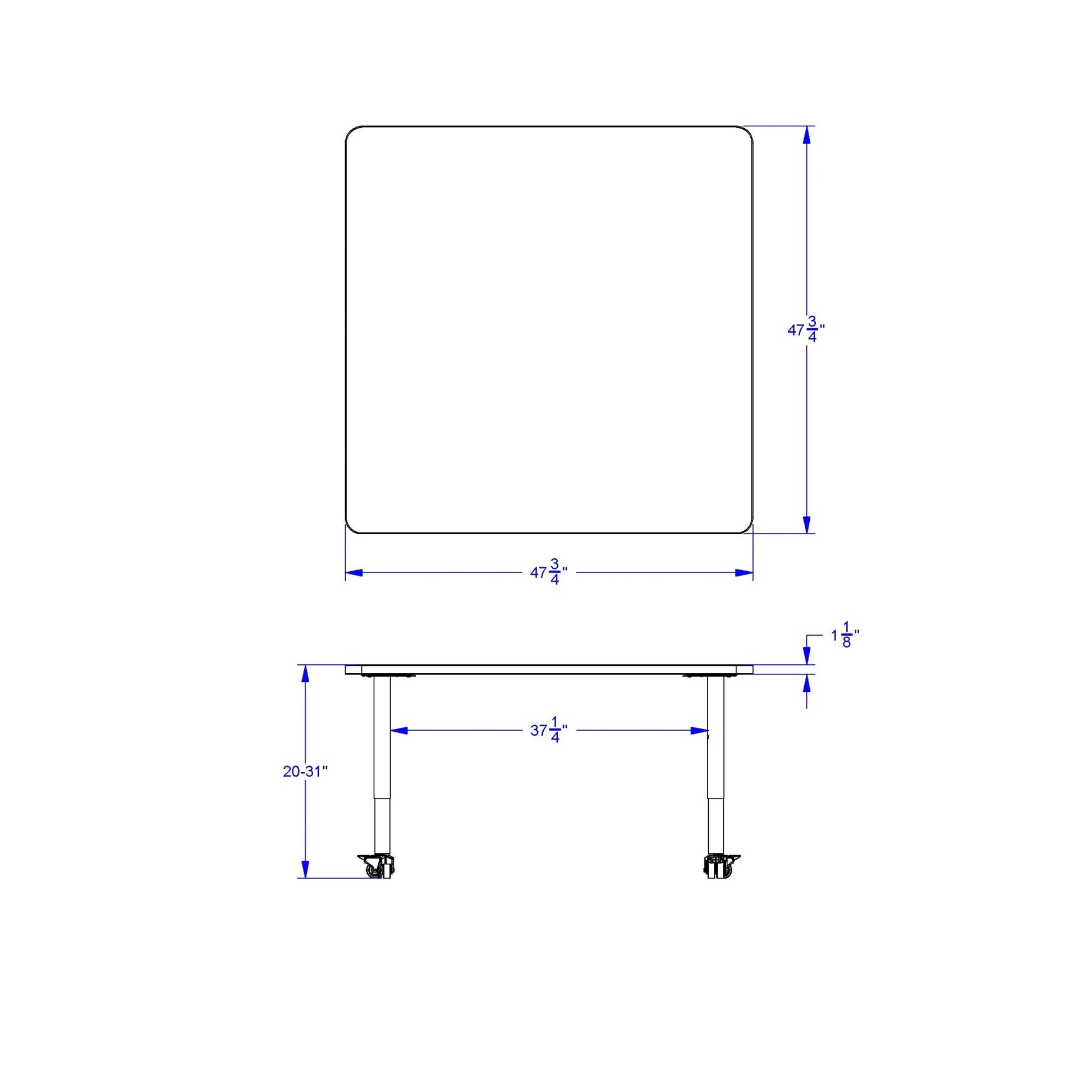 Berries Square Activity Table - 48" X 48", Mobile with Adjustable Height (20" - 31") - SchoolOutlet