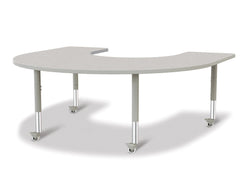 Berries Horseshoe Activity Table - 66" X 60", Mobile with Adjustable Height (20"-31")