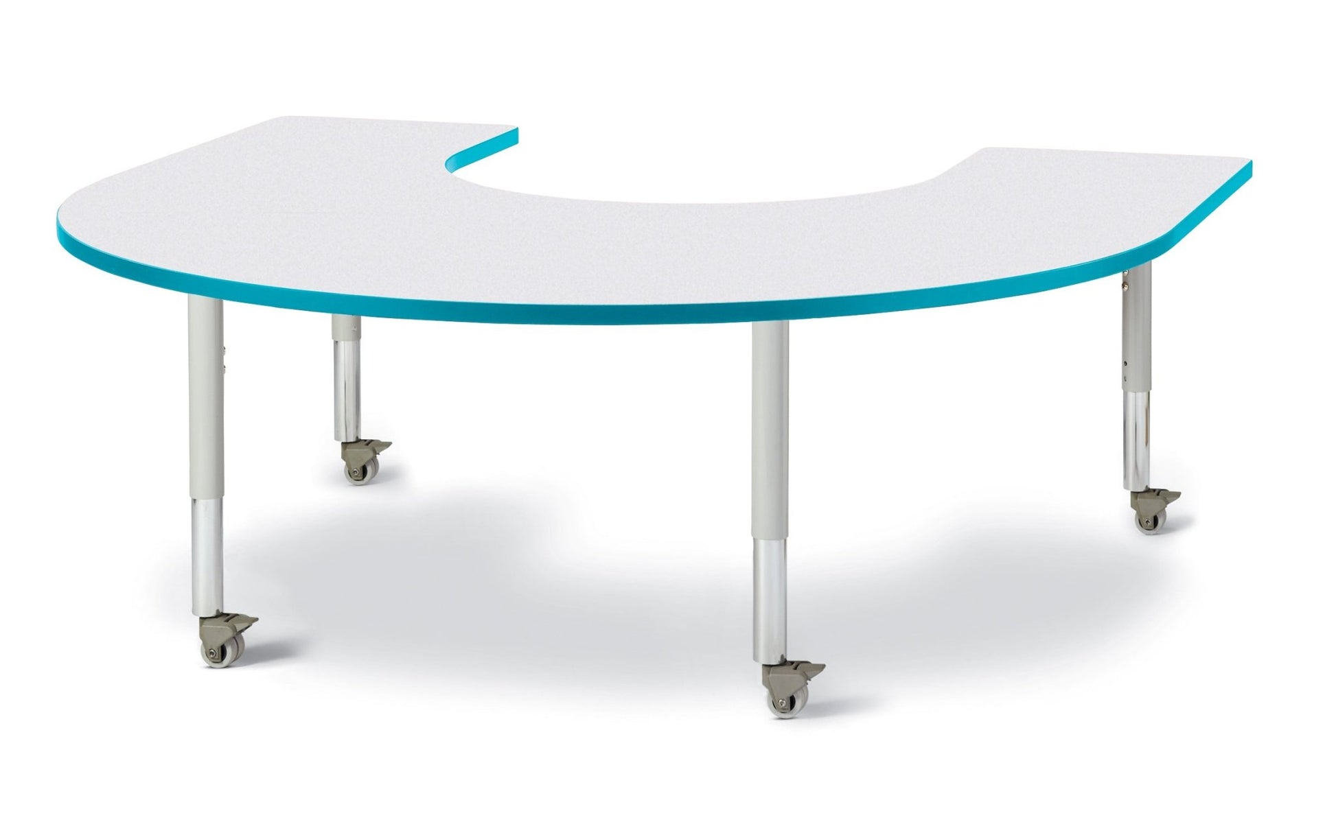 Berries Horseshoe Activity Table - 66" X 60", Mobile with Adjustable Height (20" - 31") - SchoolOutlet