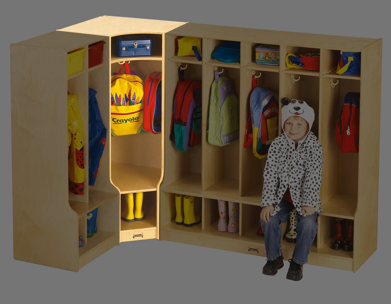 Jonti-Craft Corner Coat Locker with Step (Jonti-Craft JON-6686JC) - SchoolOutlet