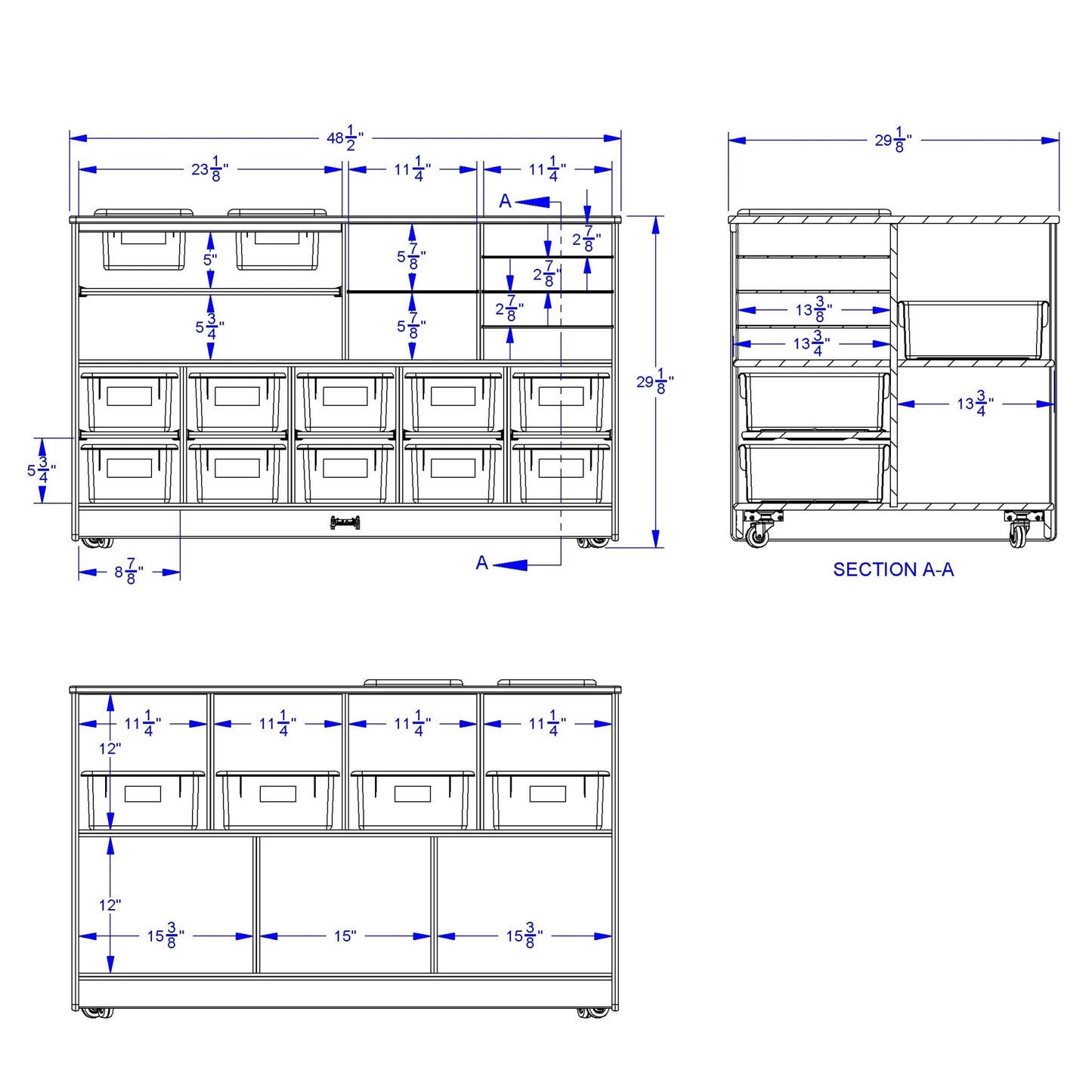 Jonti - Craft Mobile Twin Storage Island - with Clear Trays - SchoolOutlet