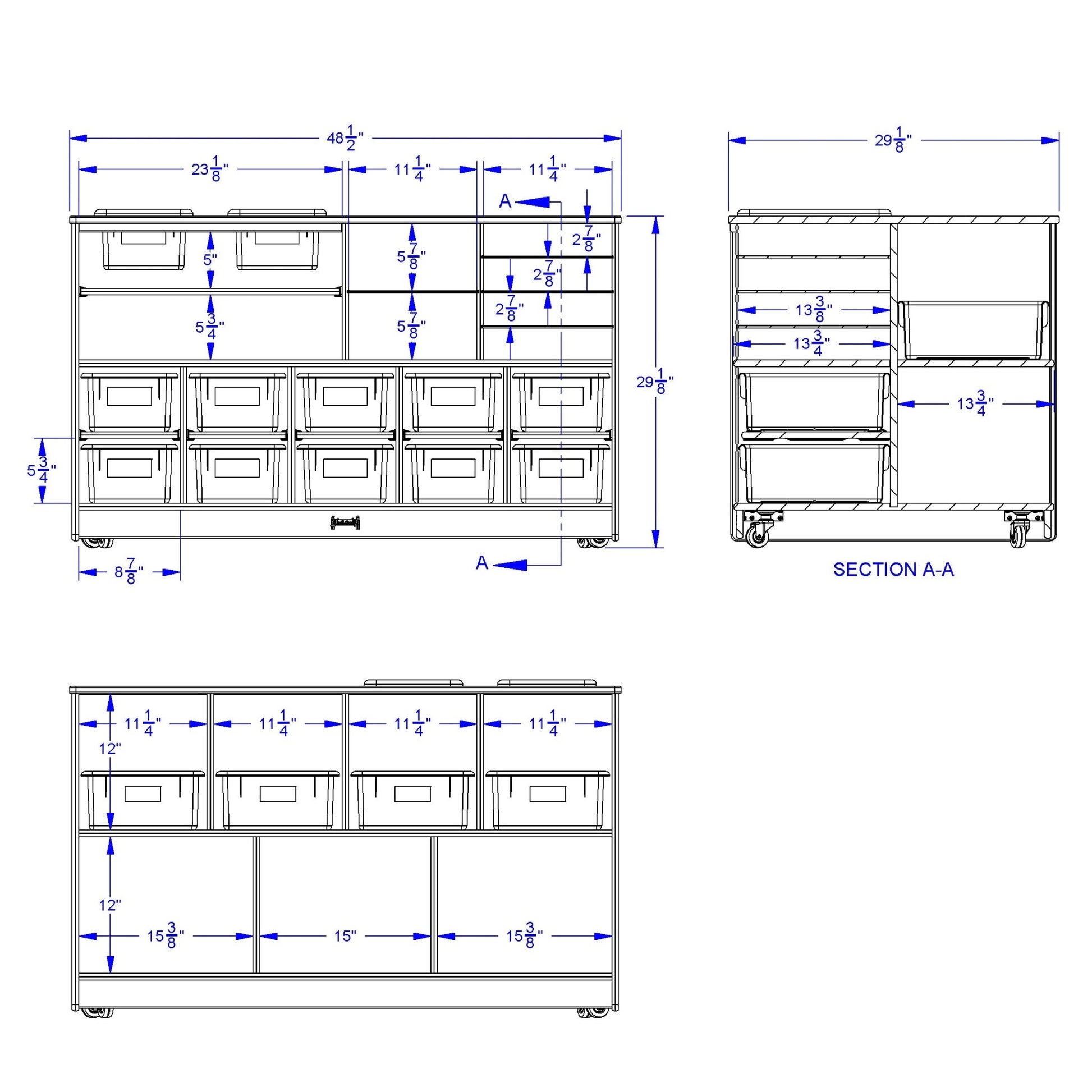 Jonti - Craft Mobile Twin Storage Island - with Clear Trays - SchoolOutlet