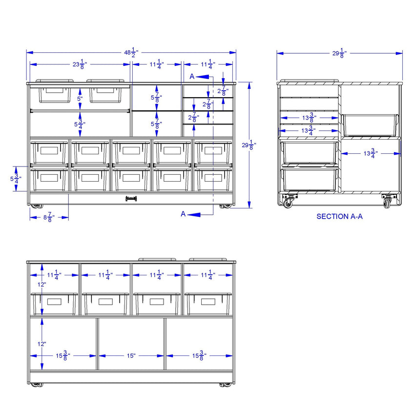 Jonti - Craft Mobile Twin Storage Island - with Clear Trays - SchoolOutlet