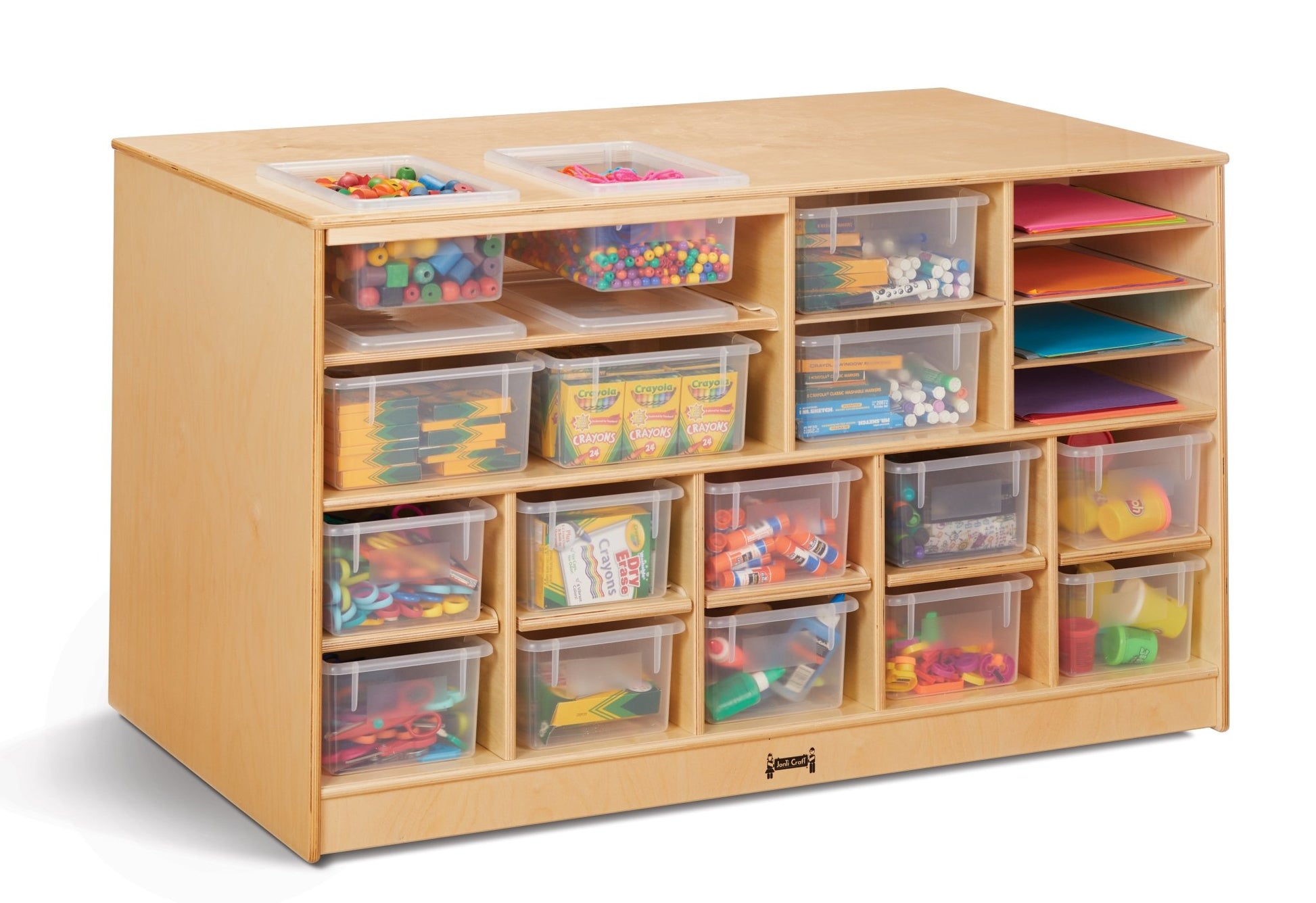 Jonti - Craft Mobile Twin Storage Island - with Clear Trays - SchoolOutlet