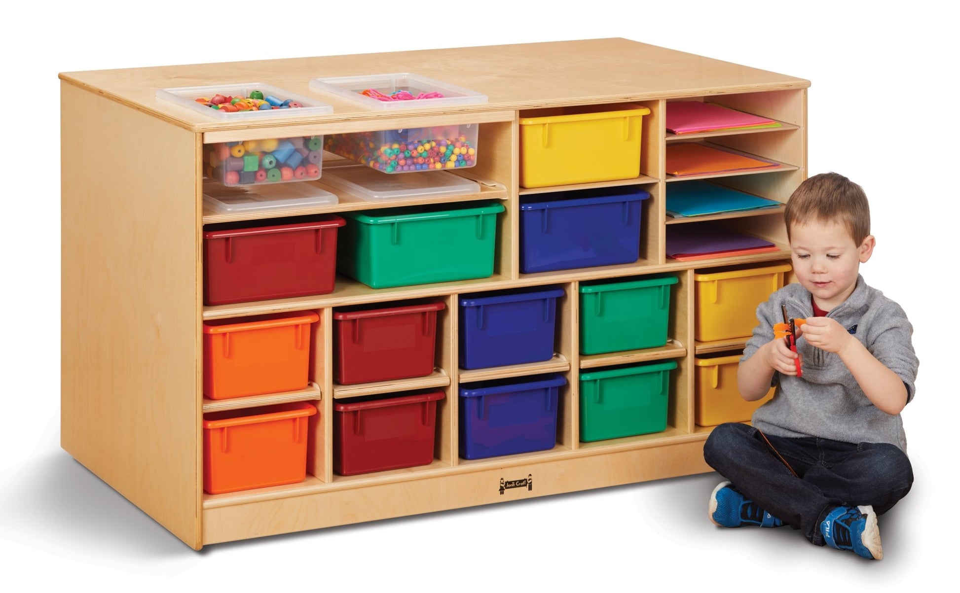 Jonti - Craft Mobile Twin Storage Island - with Colored Trays - SchoolOutlet