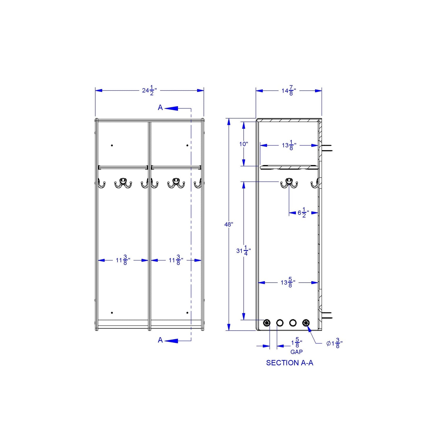 Jonti - Craft 2 Section Hanging Locker - without Tubs - SchoolOutlet