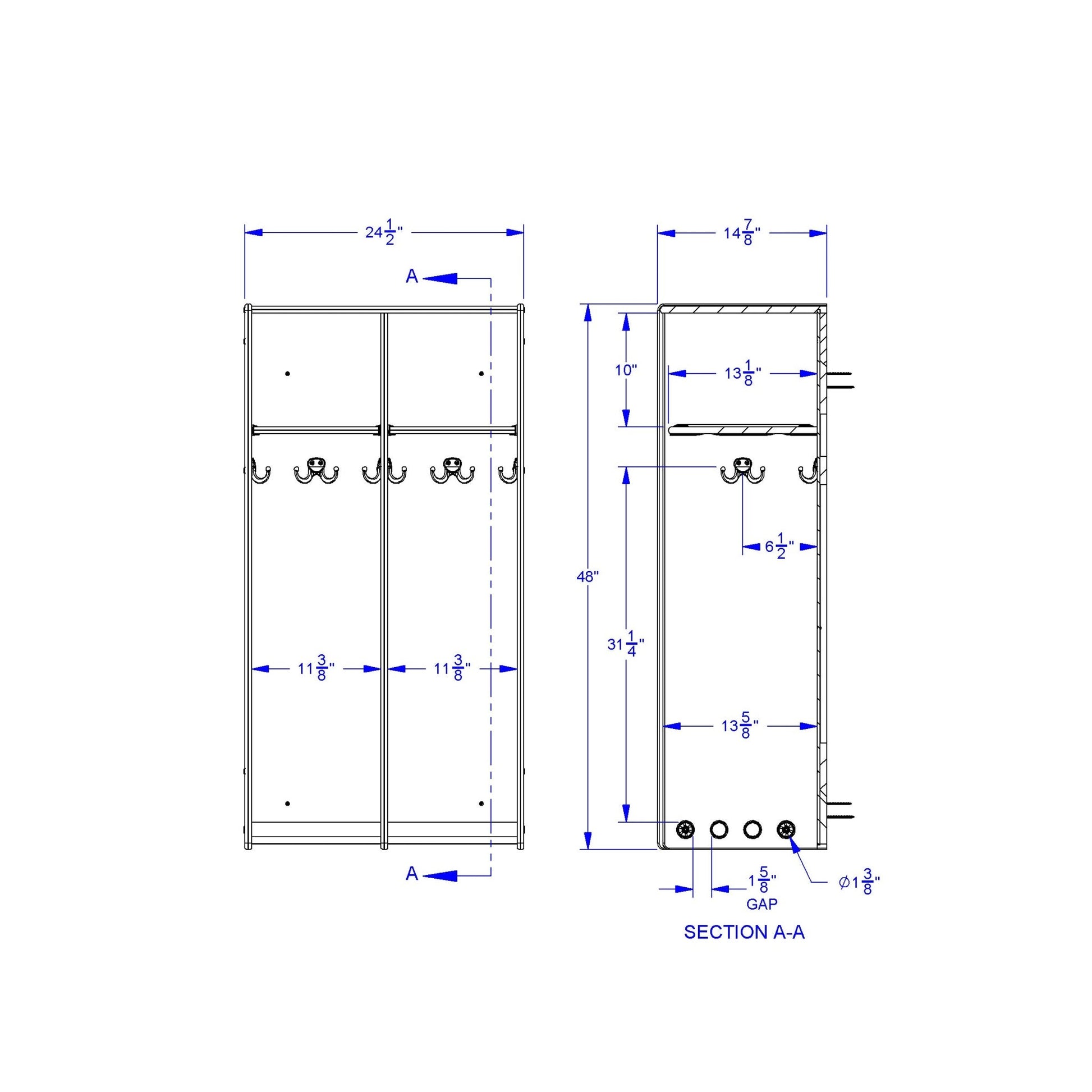 Jonti - Craft 2 Section Hanging Locker - without Tubs - SchoolOutlet