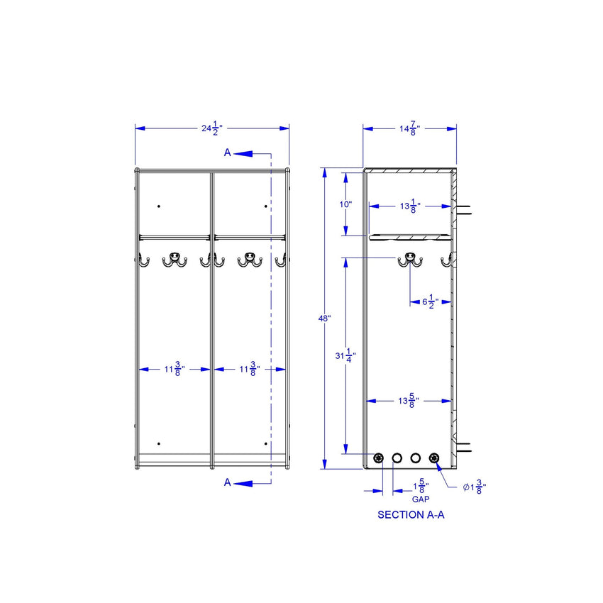Jonti - Craft 2 Section Hanging Locker - without Tubs - SchoolOutlet